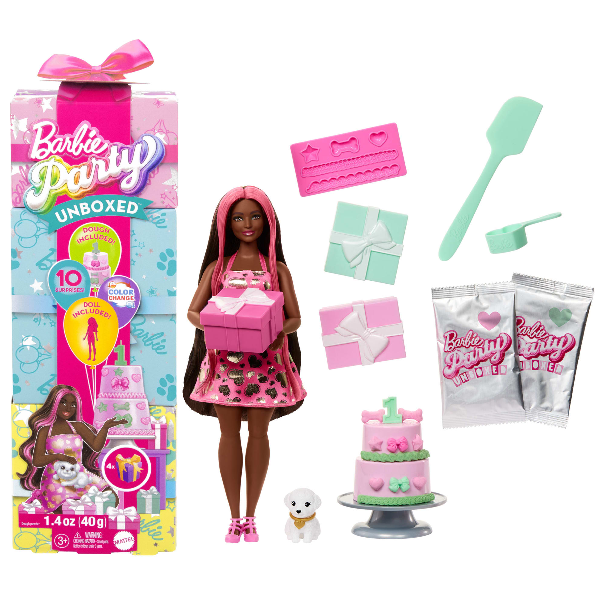fisher price Barbie Party Unboxed Boneca Festa de Animais Vestido Roxo