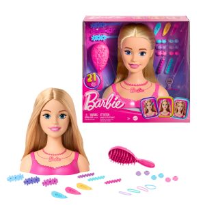 fisher price Barbie T??te ?? Coiffer, Cheveux Blonds, 20?Accessoires Color??s