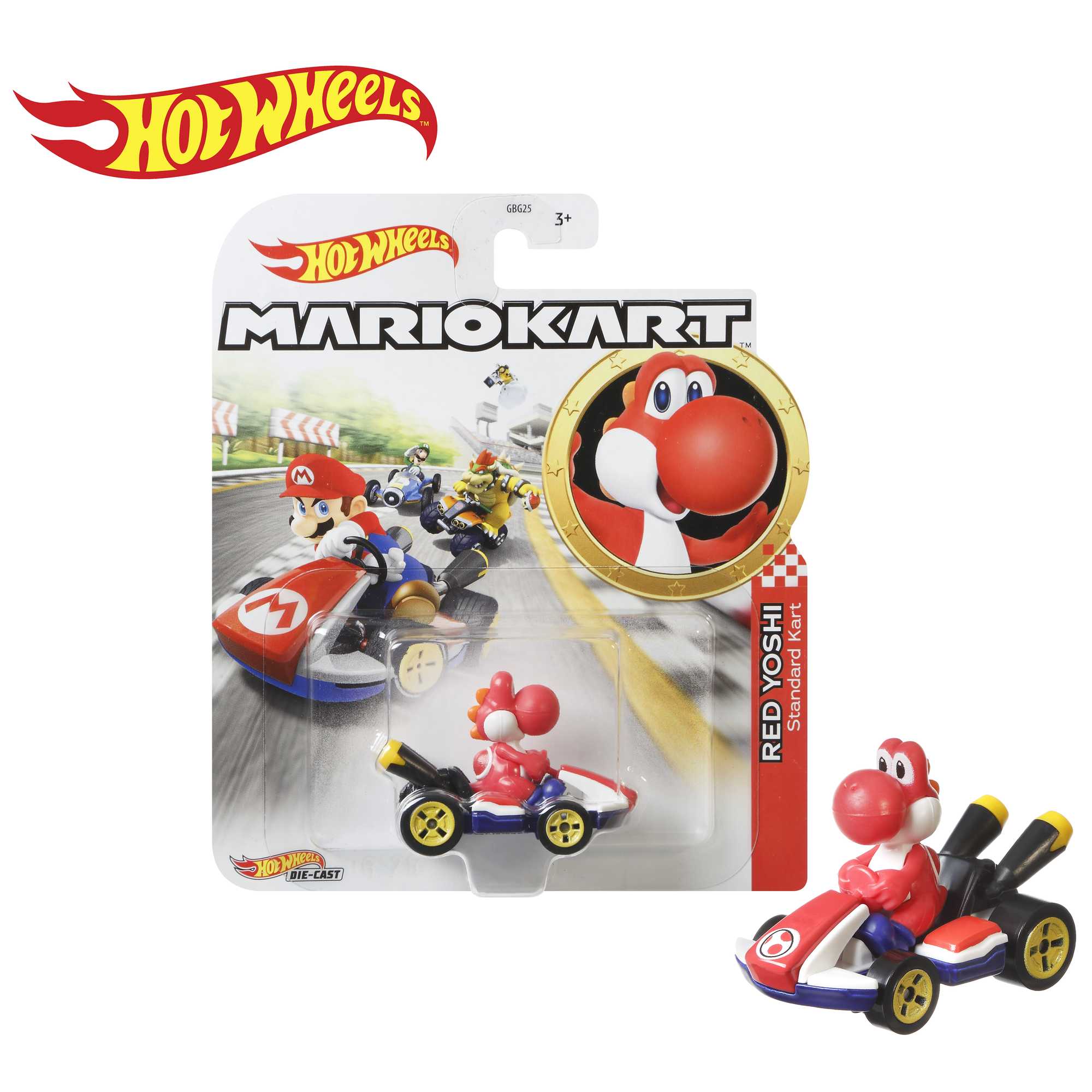 fisher price Hot Wheels Mario Kart Veh??culo de Juguete Yoshi Rojo Est??ndar Kart