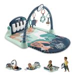 fisher price Fisher-Price Baby Gym Playmat With Kick & Play Piano And Tummy Time Toys, Navy Fawn