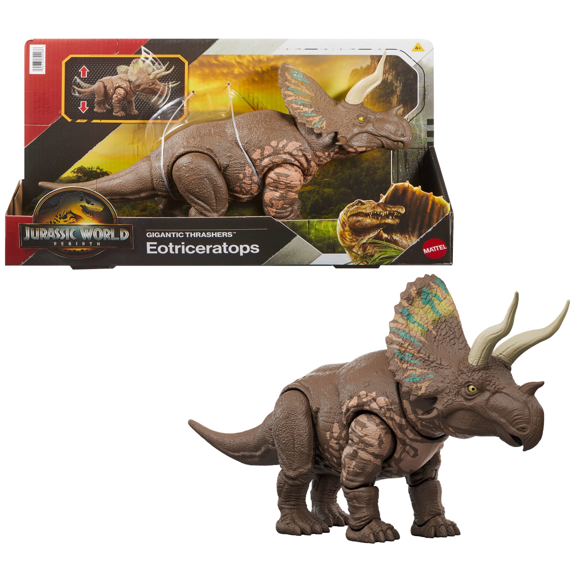 fisher price Jurassic World Dinossauro de Brinquedo Rebirth Rastreadore Gigantes Eotriceratops