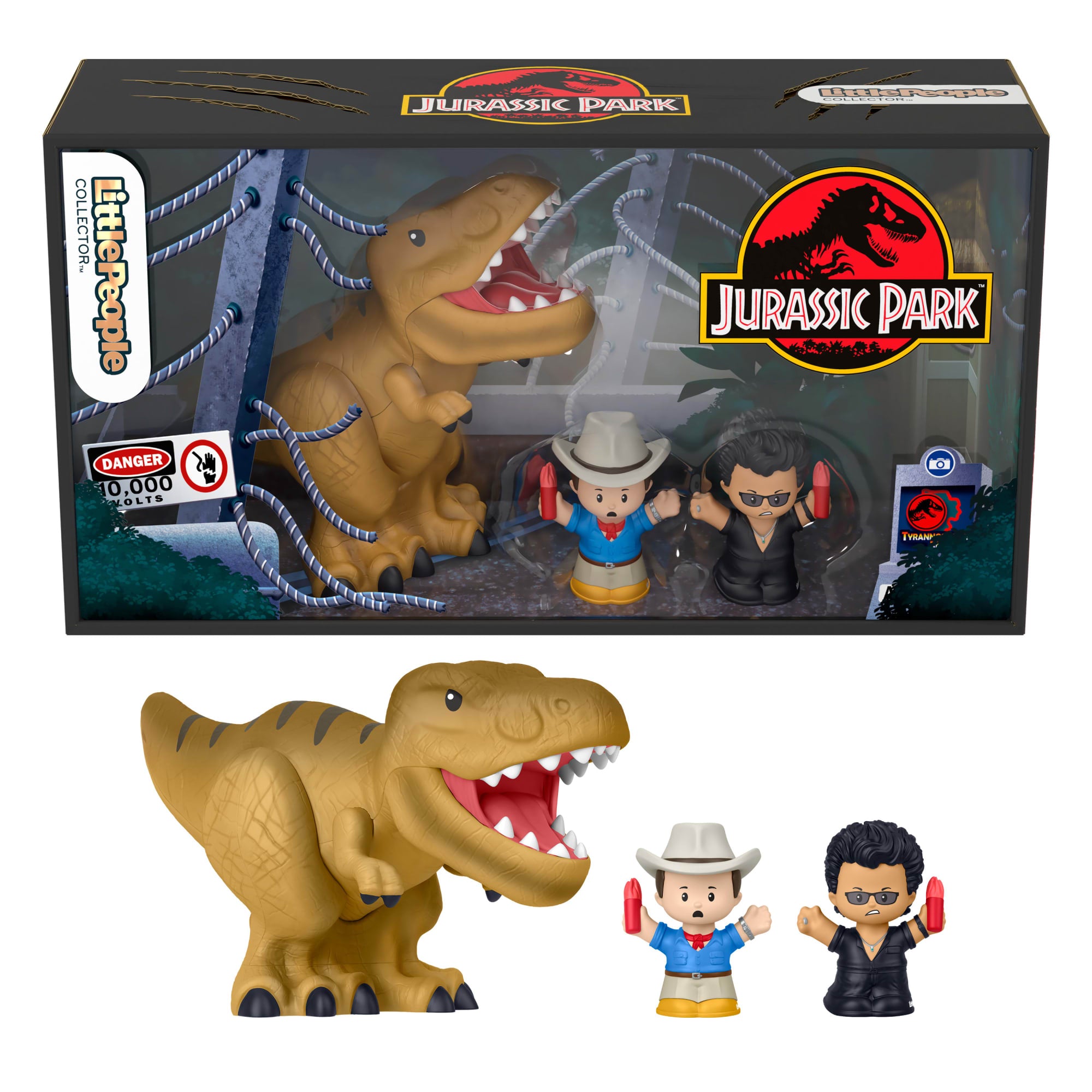 fisher price Little People Collector Jurassic Park Special Edition Set With Dinosaur For Movie Fans, 3 Figures