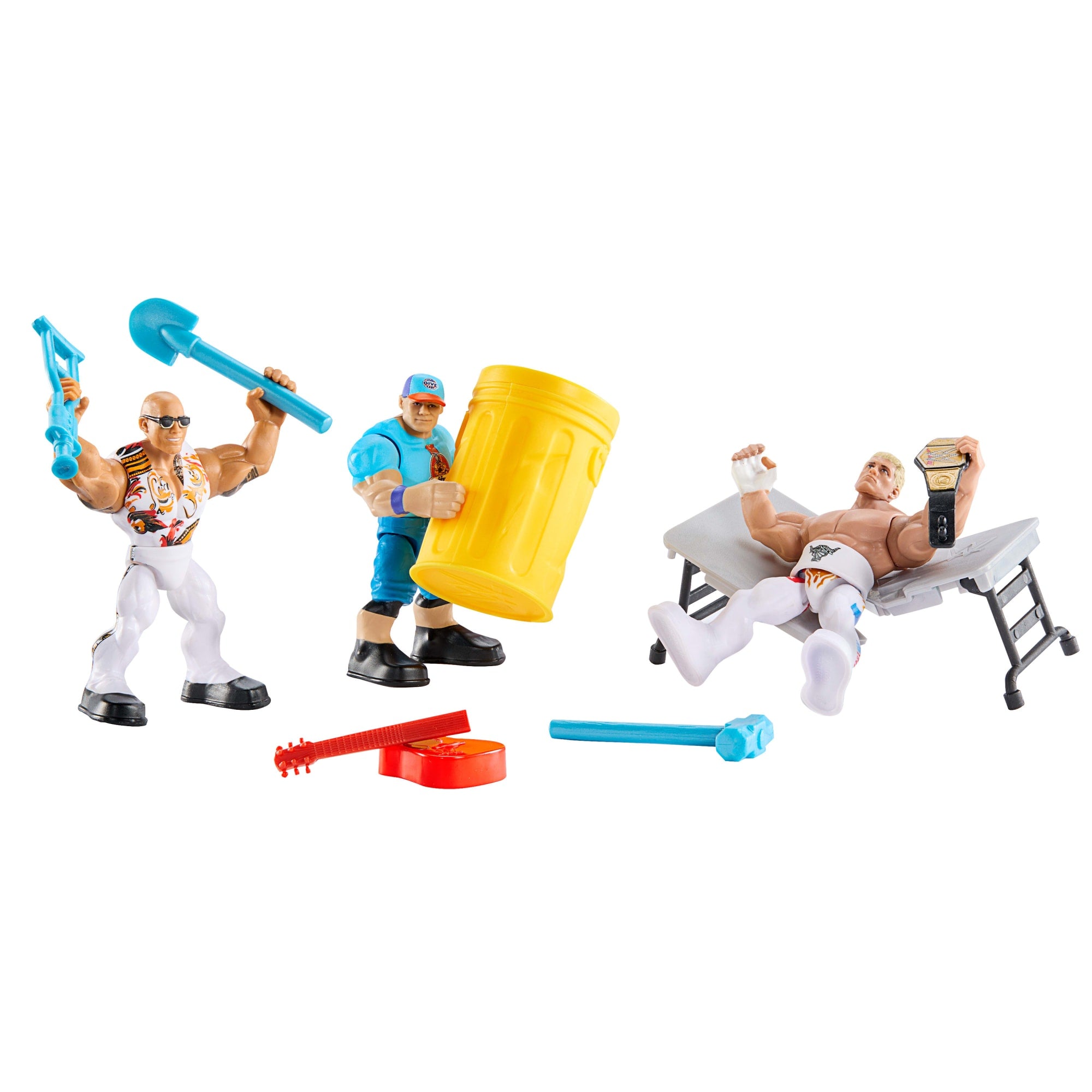 fisher price WWE Knuckle Crunchers Action Figures 3-Pack With 8 Accessories, Bone-Crunching Movement
