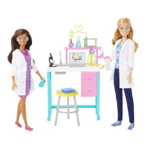 fisher price Barbie Science Lab Playset With 2 Dolls, Lab Bench And 10+ Accessories