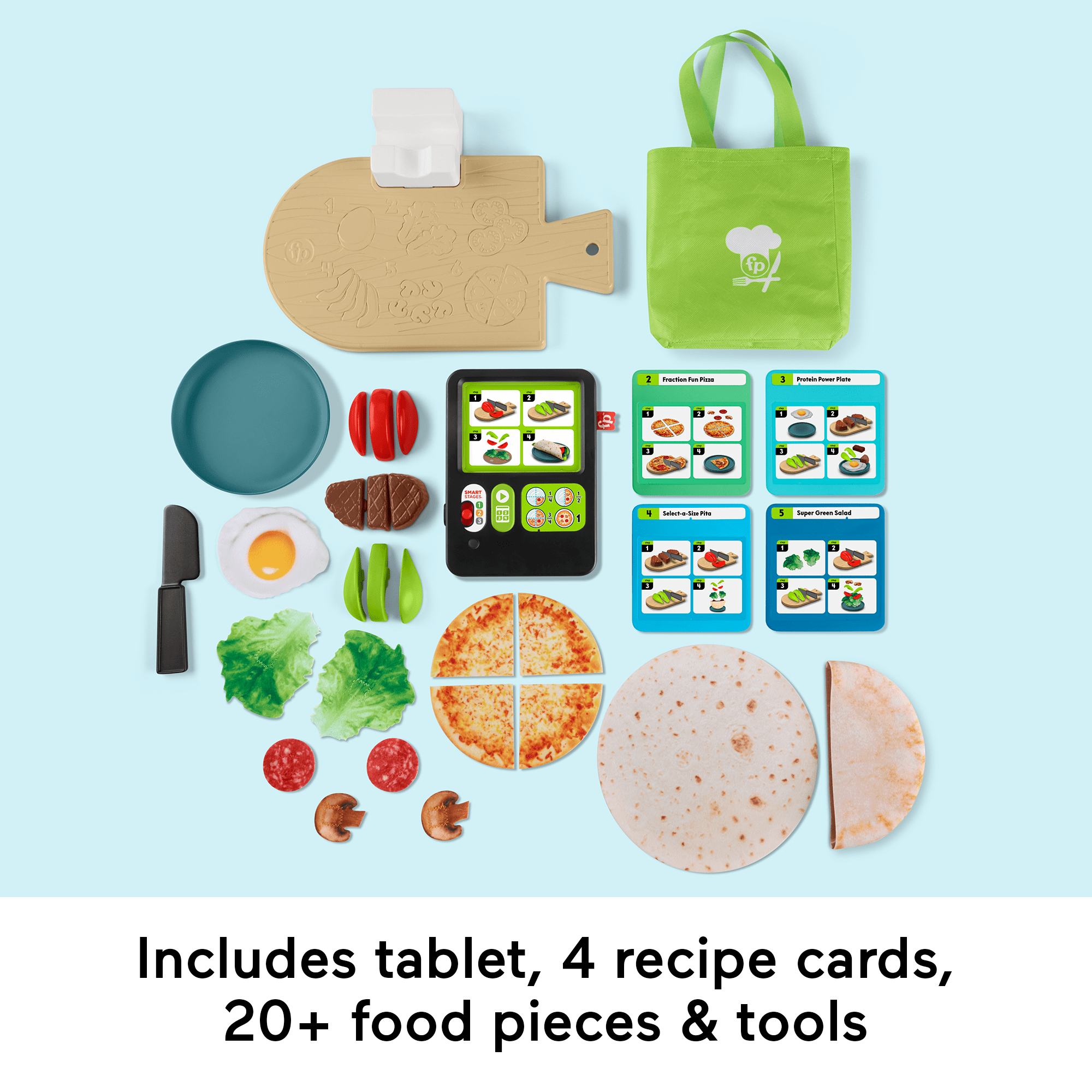 fisher price Fisher-Price Laugh & Learn 123 Follow The Recipe Meal Kit Preschool Pretend Playset, 30 Pieces