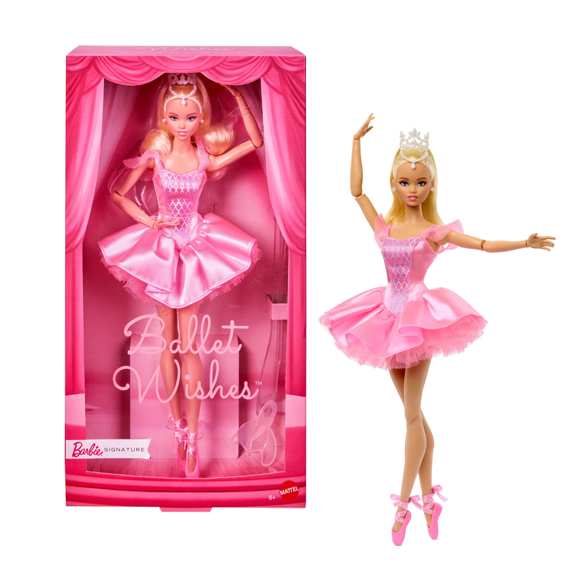 fisher price Barbie Signature Ballet Wishes Doll, Collectible Fashion Doll in Satiny, Pink Tutu