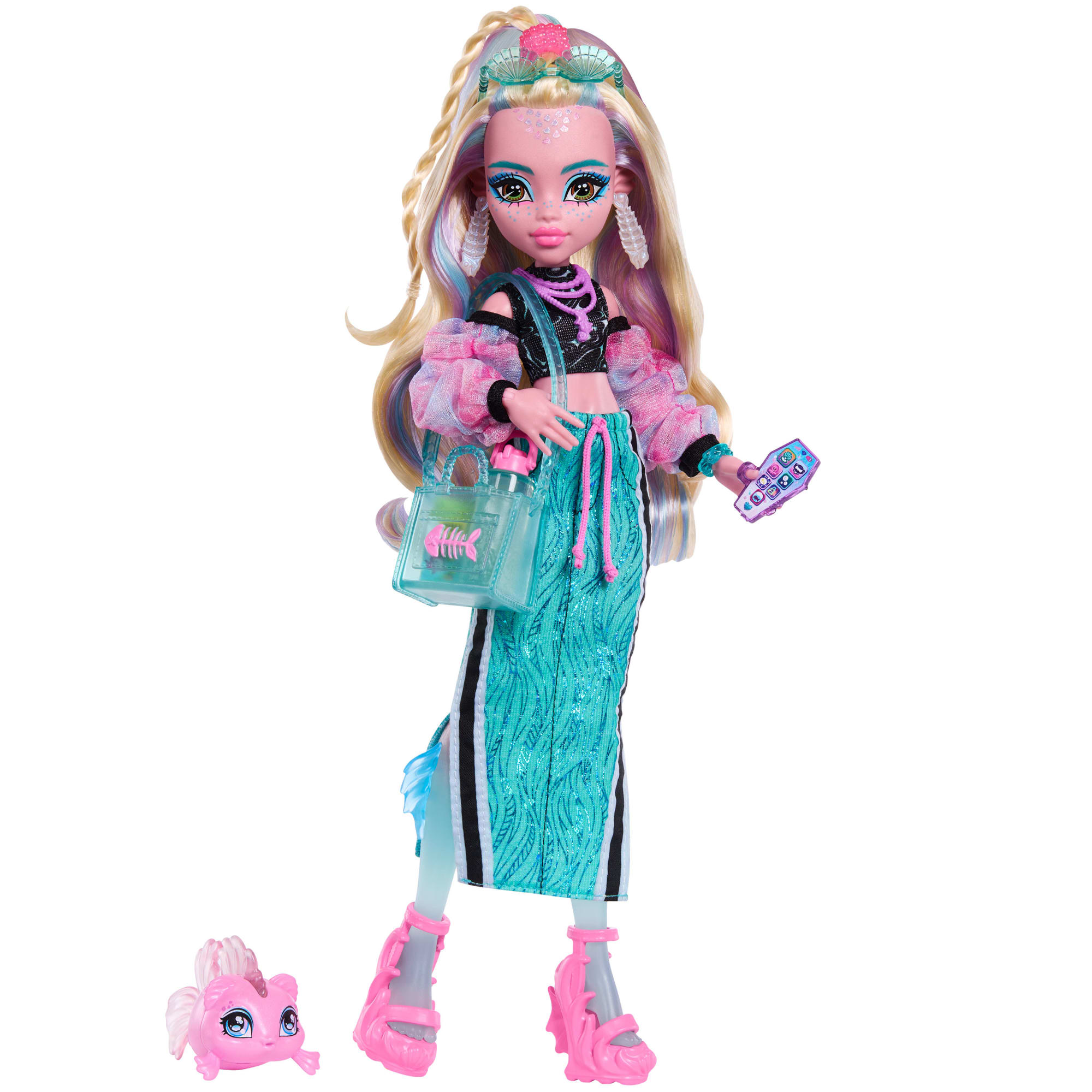 fisher price Monster High Lagoona Blue Fashion Doll in Maxi Skirt With Pet Neptuna And 7 Accessories