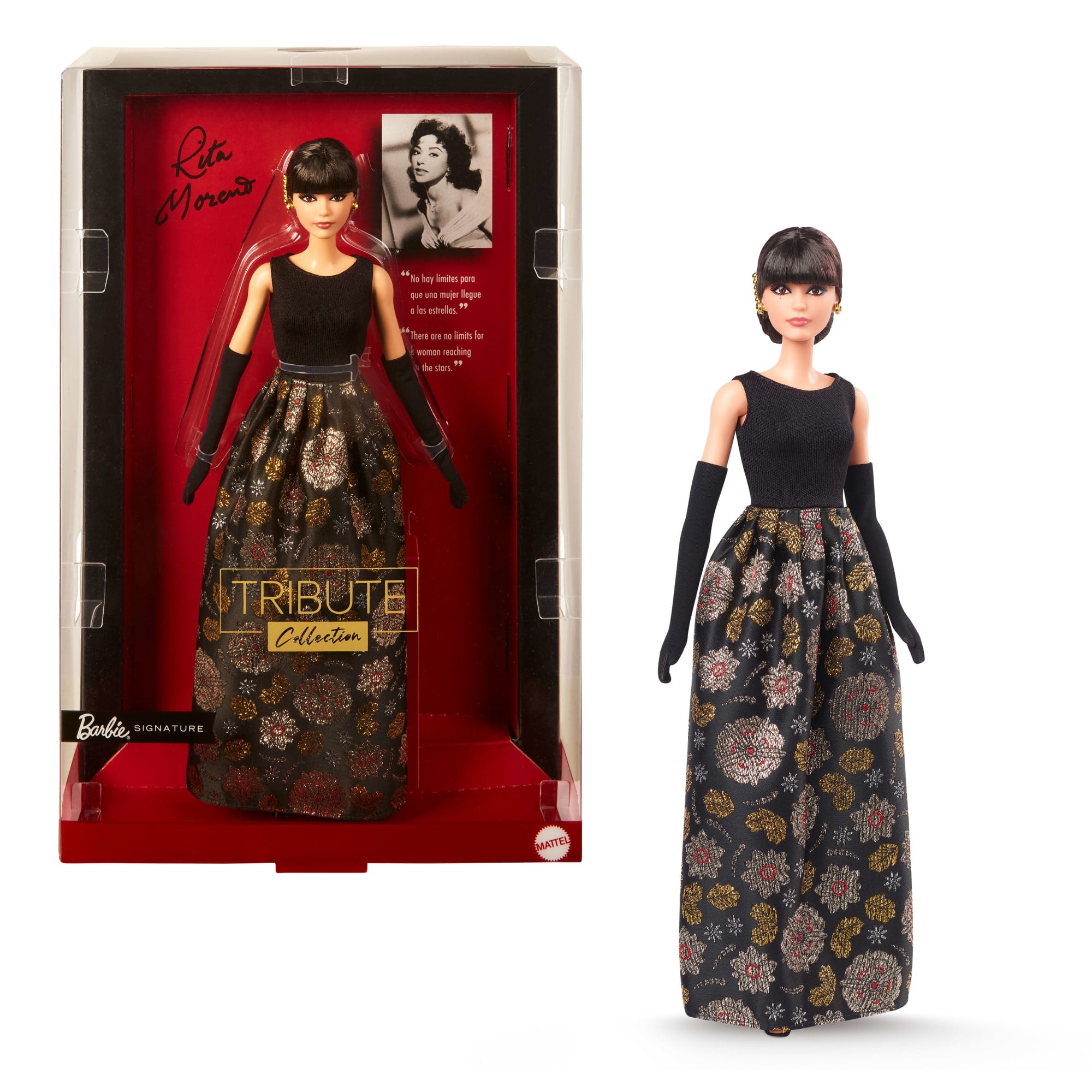 fisher price Barbie Tribute Collection Rita Moreno Collectible Doll in Black & Gold Gown