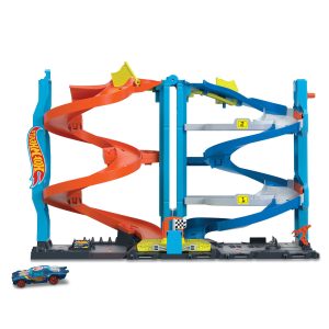 fisher price Hot Wheels City Track Set With 1 Toy Car, Transforming Race Tower Playset