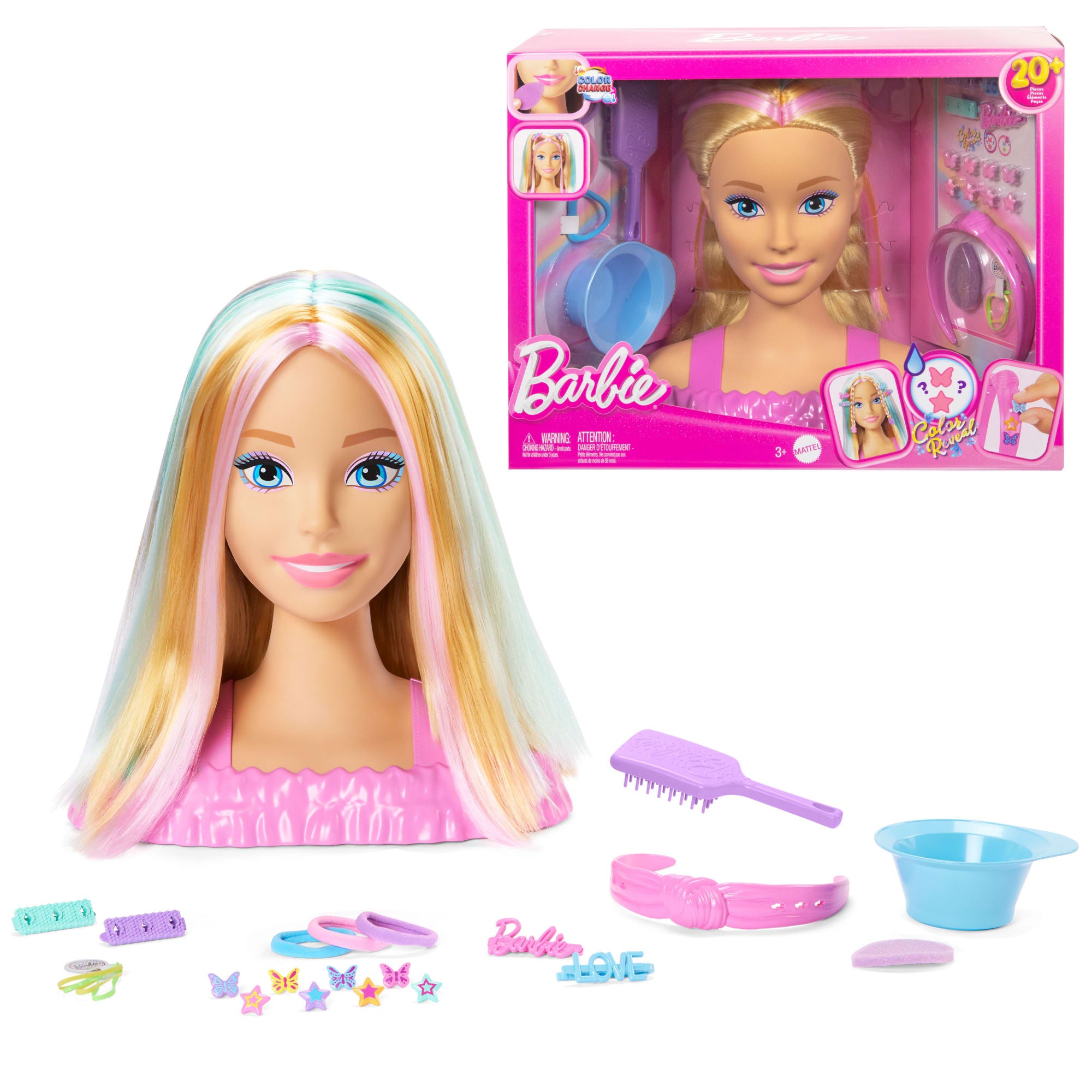 fisher price Barbie Doll Styling Head, Blonde Hair With 20+ Hair Styling Accessories