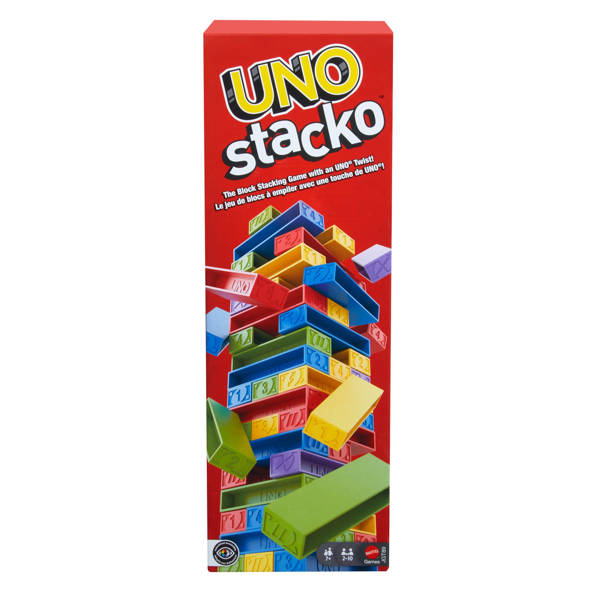 fisher price UNO Stacko Game For Kids & Family With 45 Colored Stacking Blocks & Tray