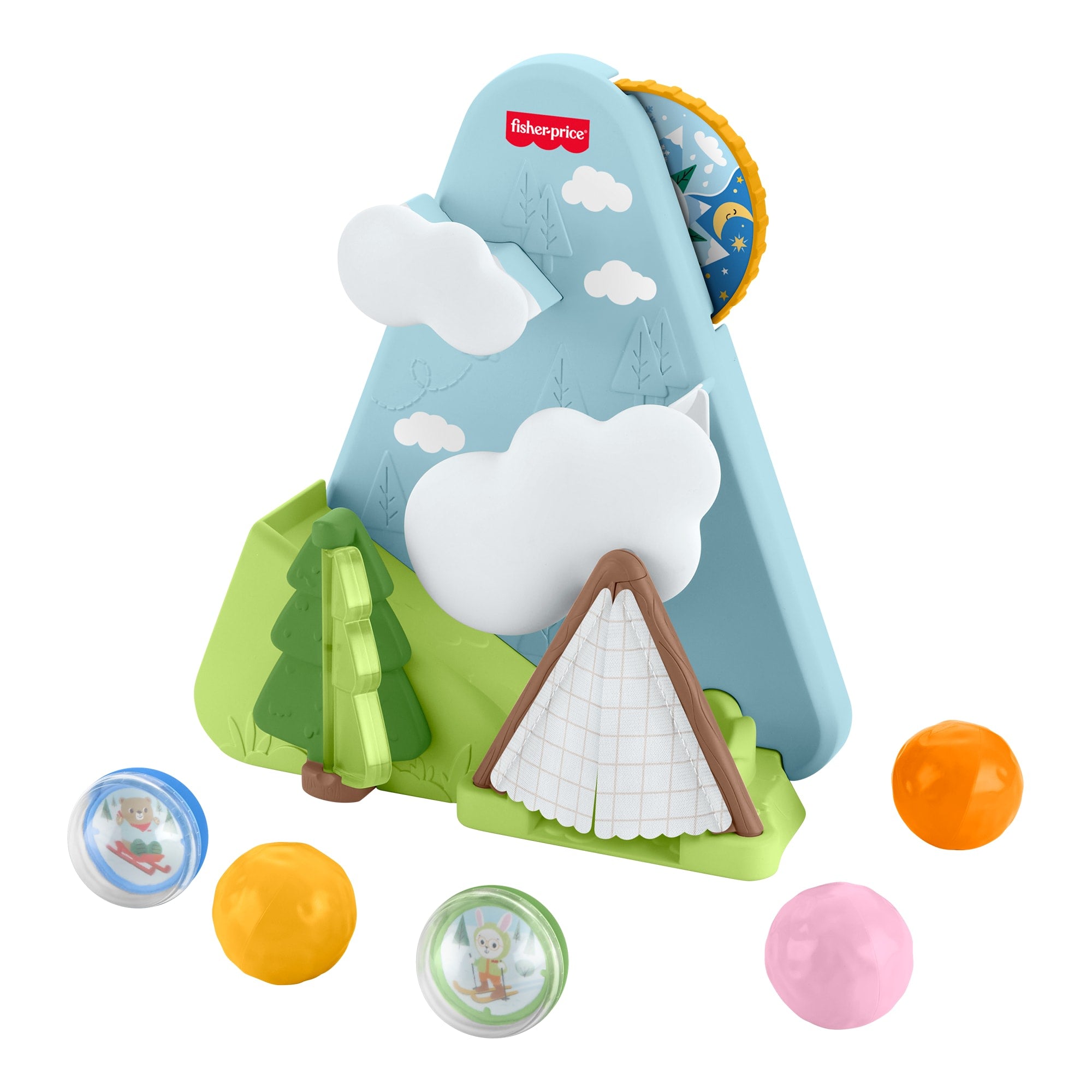 fisher price Fisher-Price Friendship Forest Ball Drop Mountain Developmental Activity Toy For Baby, 5 Balls