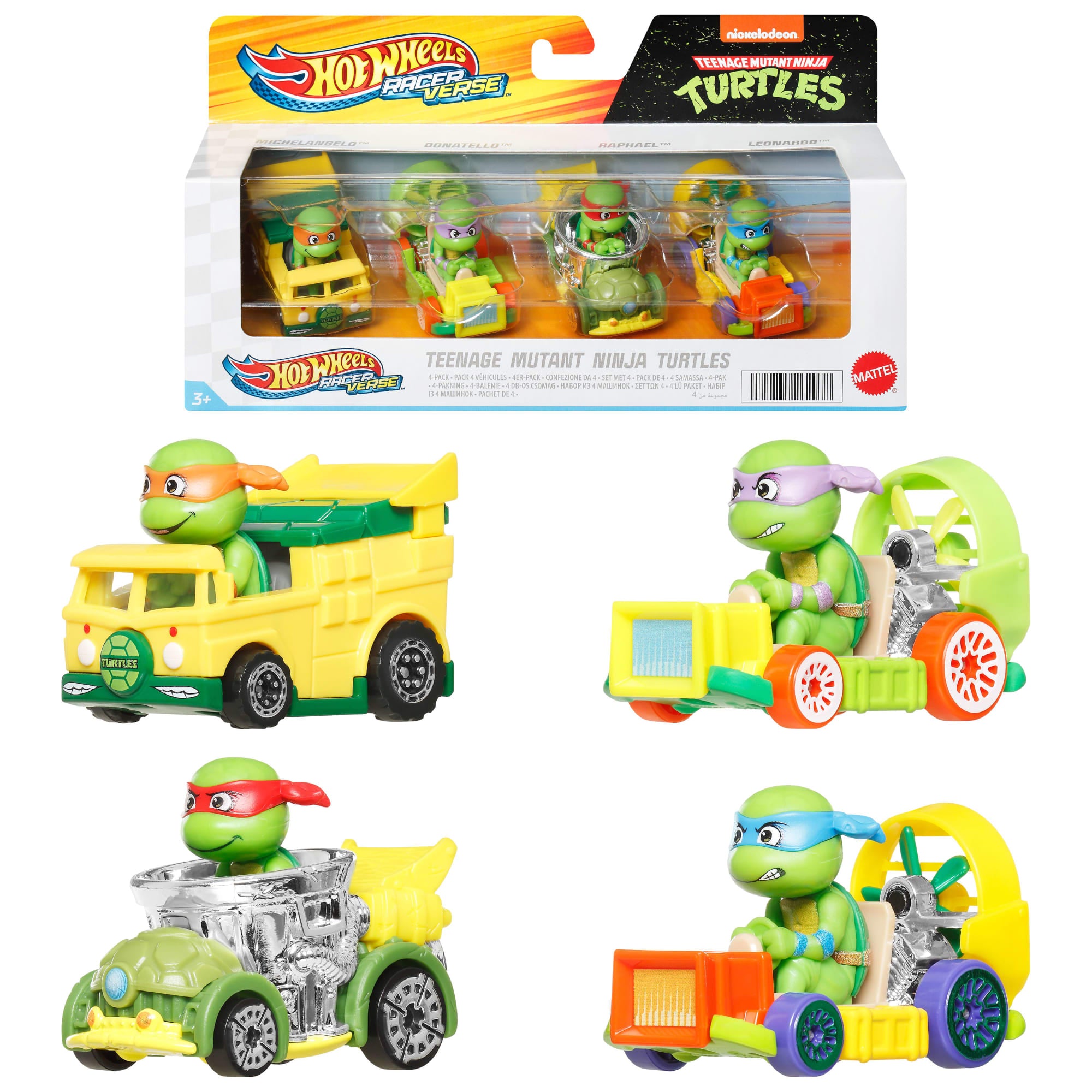fisher price Hot Wheels Racerverse, Set Of 4 Die-Cast Hot Wheels Cars With Pop Culture Characters As Drivers