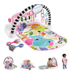 fisher price Fisher-Price Glow And Grow Kick & Play Piano Gym Baby Learning Toy With 2 Maracas, Pink
