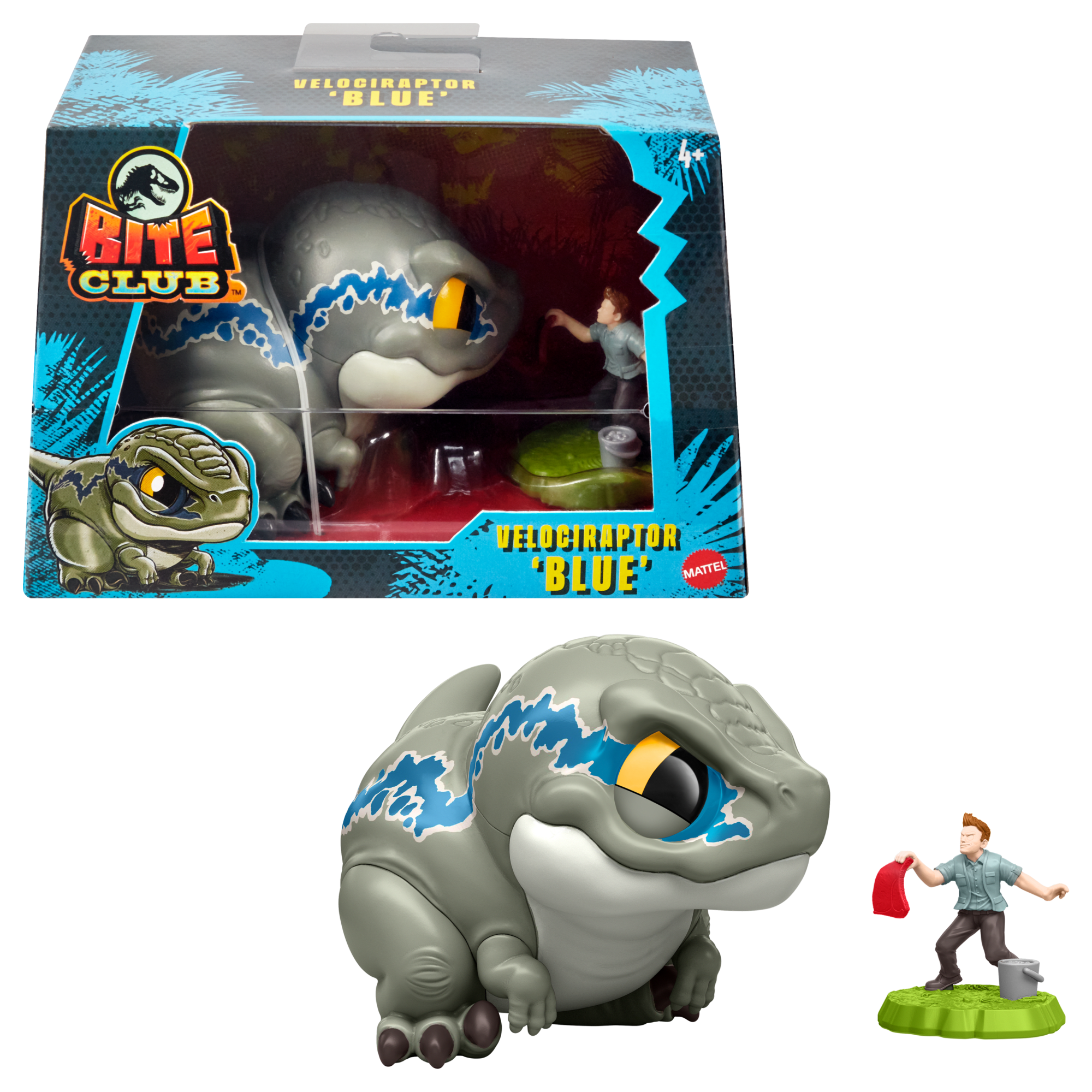fisher price Jurassic World Bite Club Velociraptor Blue Dinosaur Collectible Figure