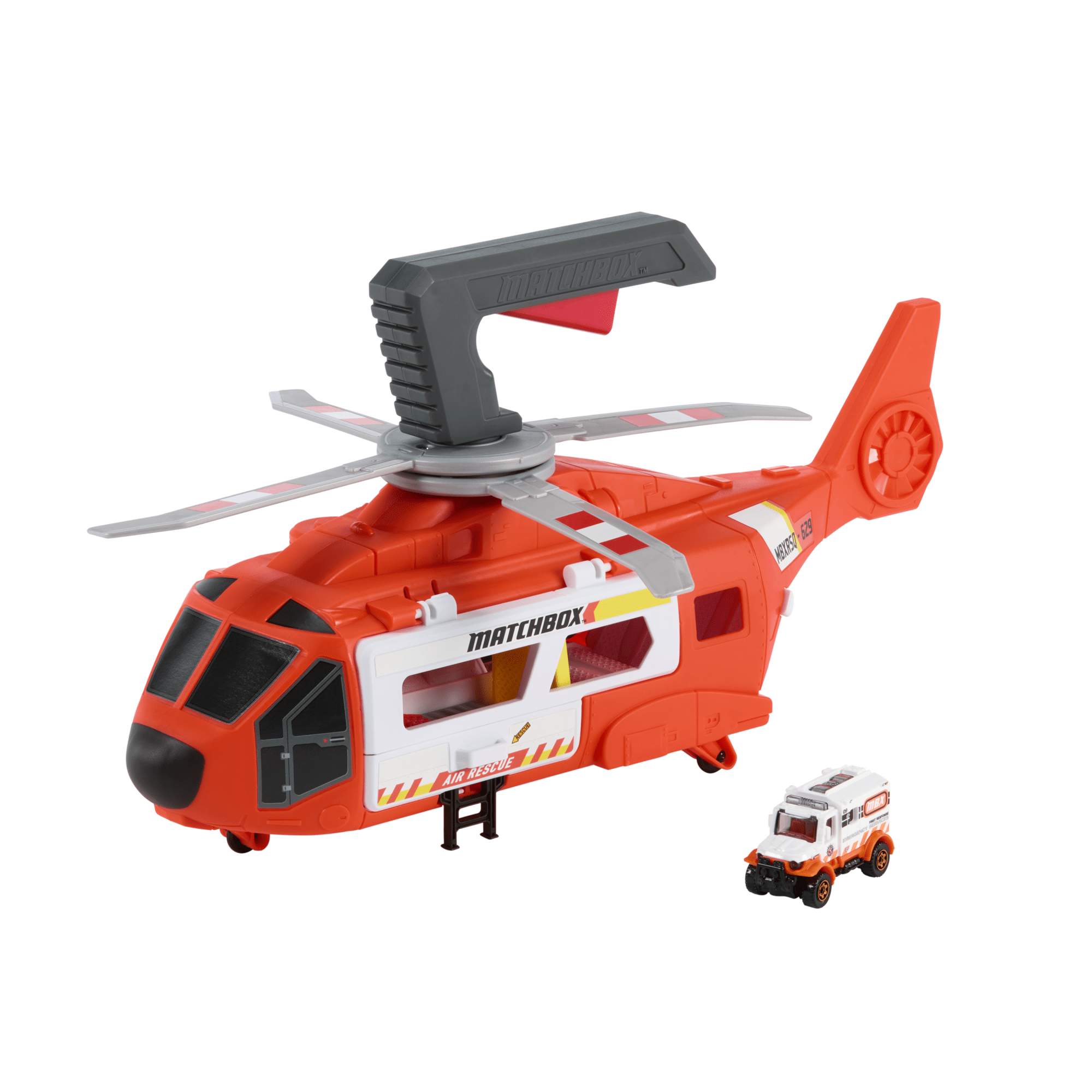 fisher price Matchbox Action Drivers Matchbox Rescue Helicopter,16-in Large-Scale Helicopter With 1:64 Scale Die-Cast Toy Ambulance