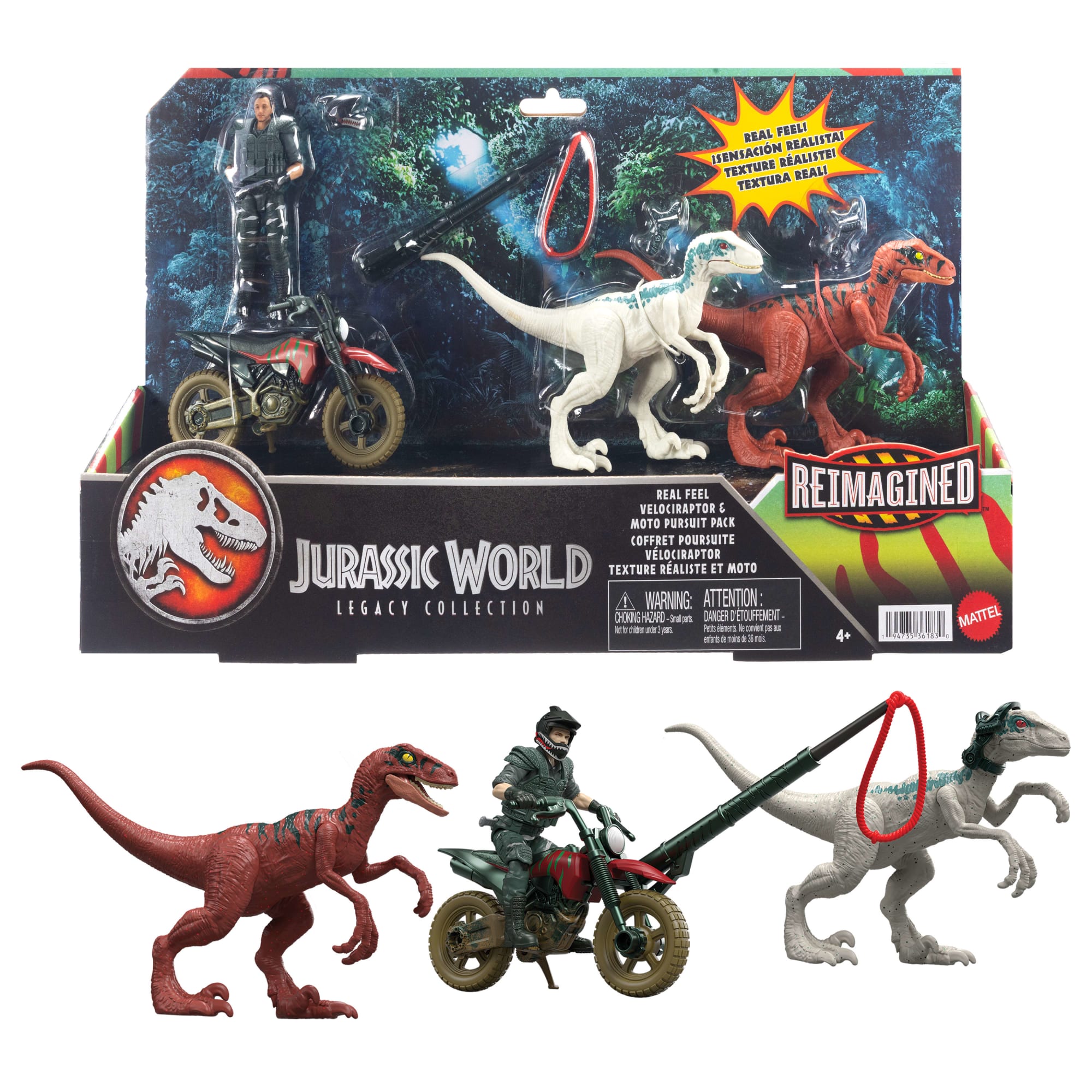 fisher price Jurassic World Reimagined Motorcycle, Owen Grady & Raptors & Tools Retro Pack, Fallen Kingdom Toy