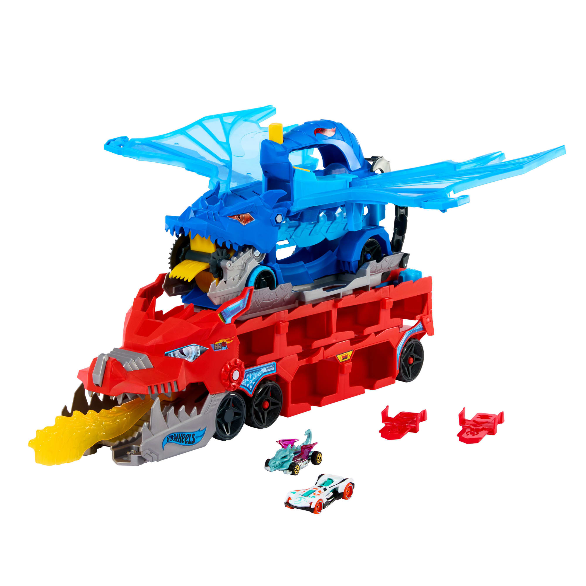 fisher price Hot Wheels City Hot Wheels Ultimate Dual Dragon Transporter & 2 1:64 Scale Toy Cars
