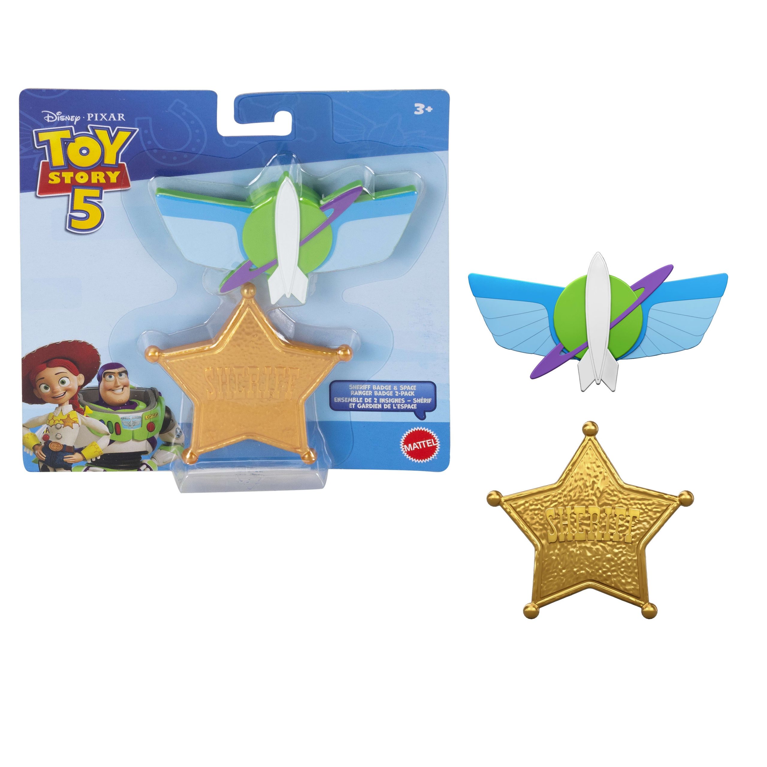 fisher price Disney And Pixar Toy Story 5 Role Play Badges 2 Pack Sheriff & Space Ranger, Woody & Buzz