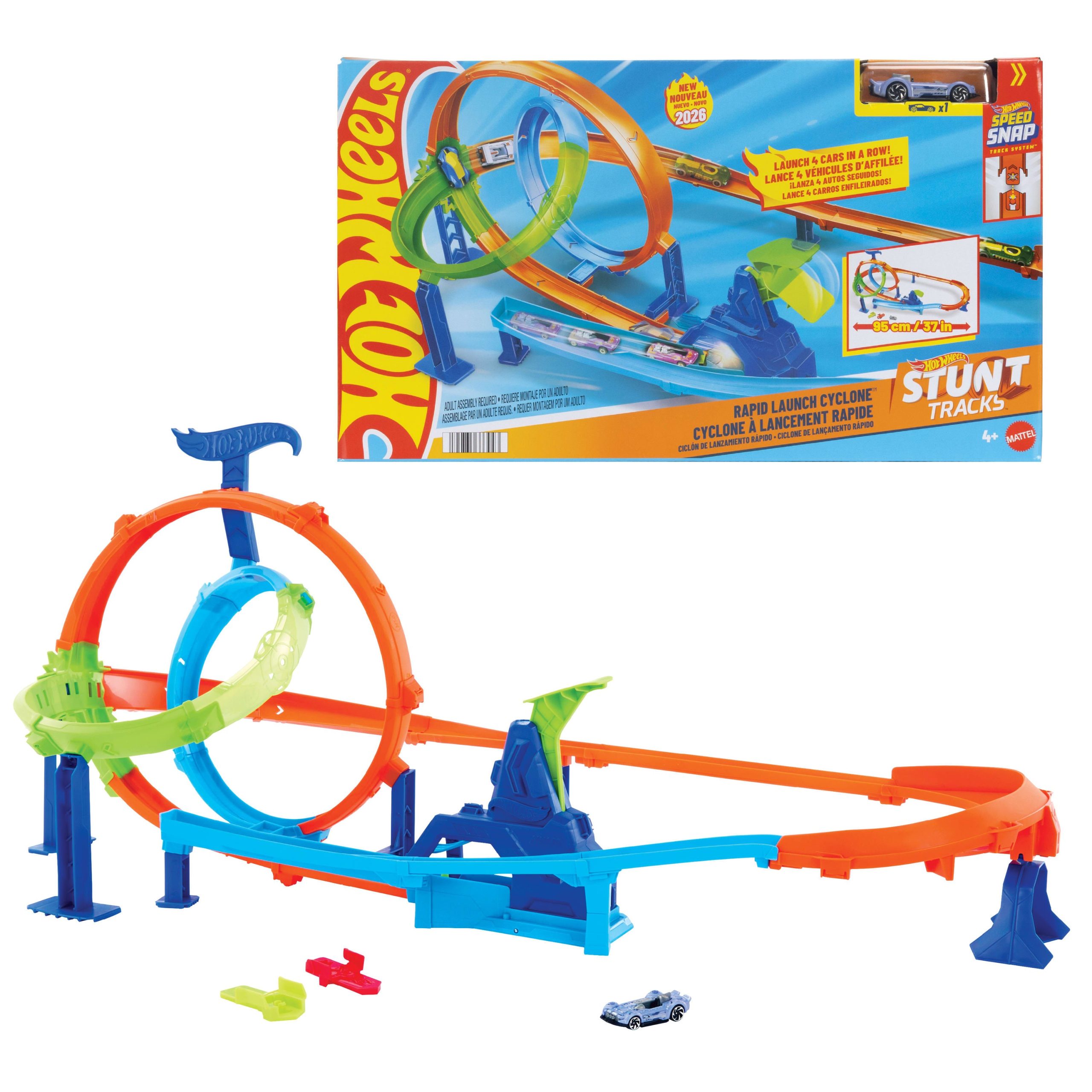fisher price Hot Wheels Stunt Pista de Juguete acrobacias lanza y choca