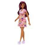 fisher price Barbie-Barbie Fashionistas?207-Poup??e M??ches Roses et Robe ?? C?urs