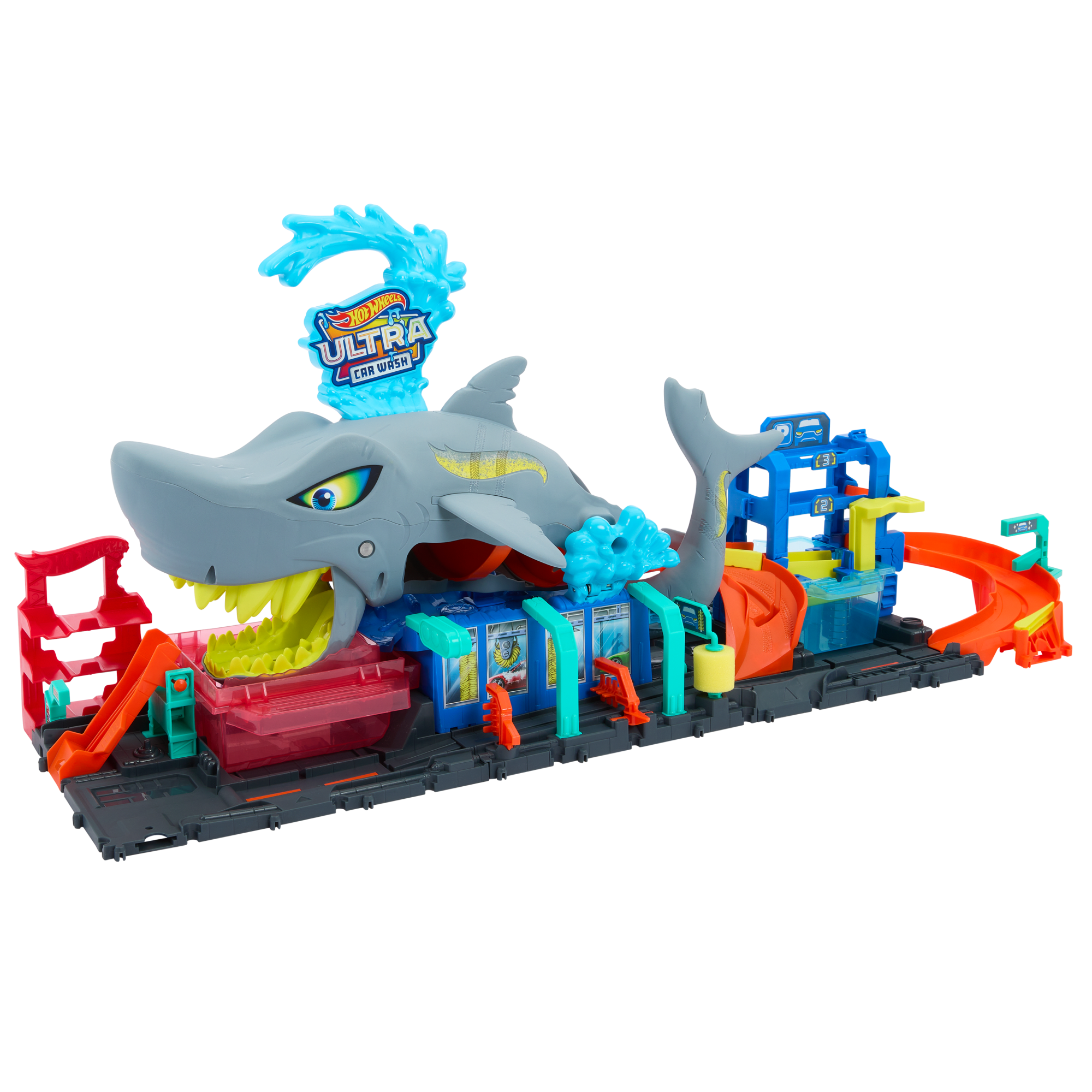 fisher price Hot Wheels City Pista de Juguete Lavado de Autos Mega Tibur??n