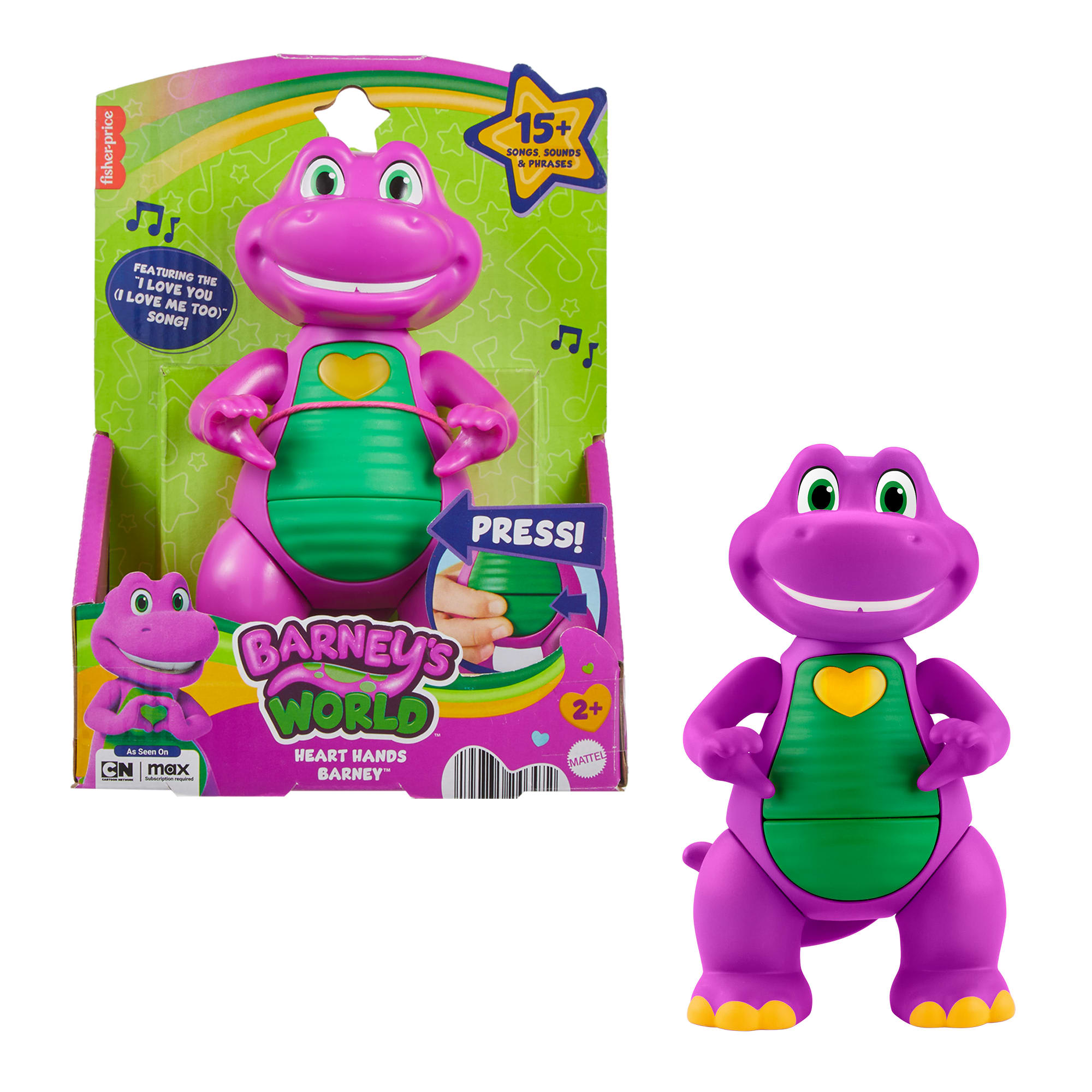 fisher price Fisher-Price Barney's World Heart Hands Barney Toy Figure With Music & Lights For Kids