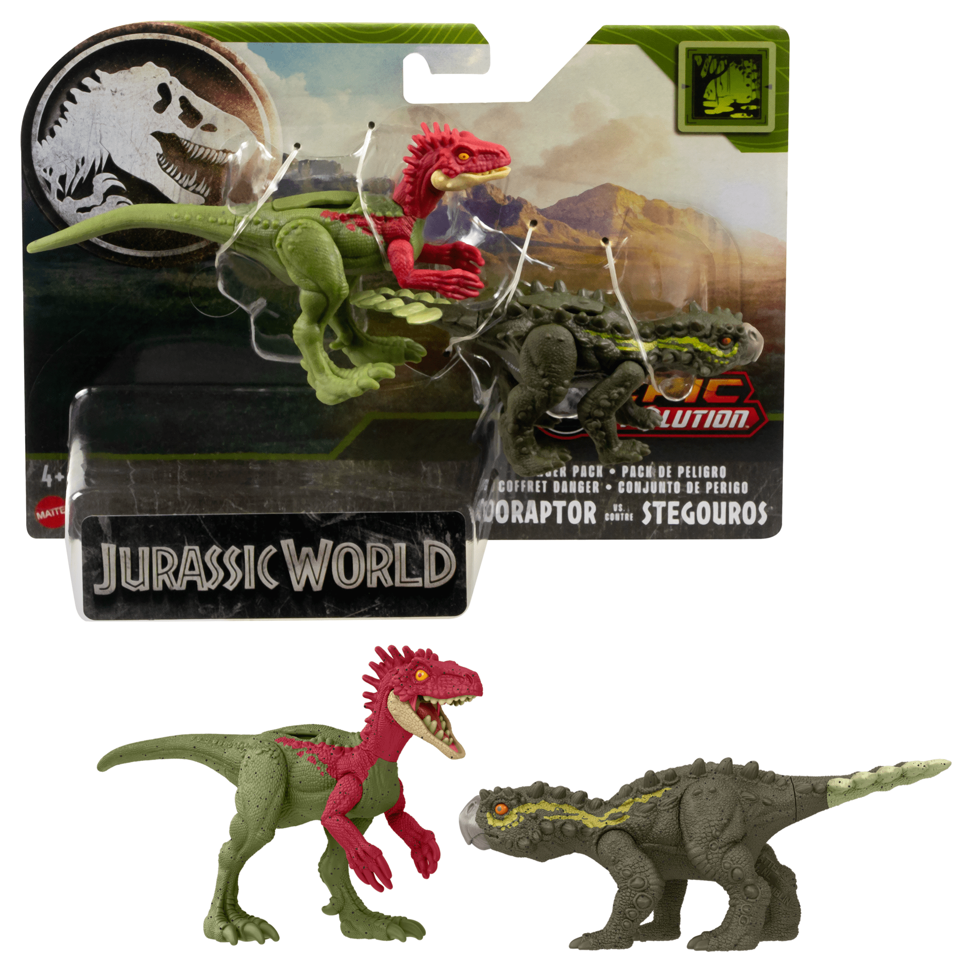 fisher price Jurassic World Dinosaur Danger Pack Eoraptor vs Stegorous Action Figure Toys