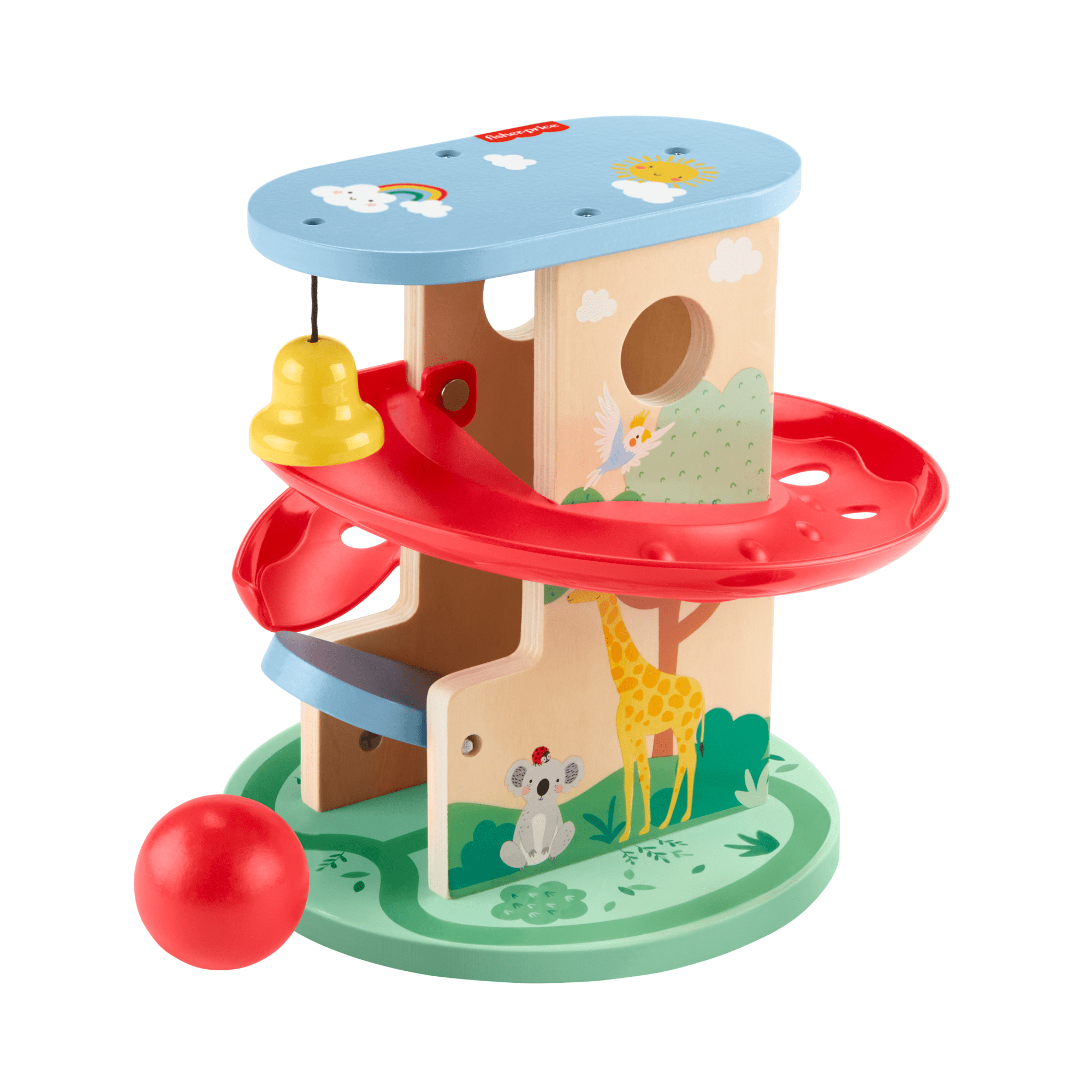 fisher price Fisher-Price Wooden Treehouse Ball Run Baby & Toddler Toy, 2 Wood Pieces