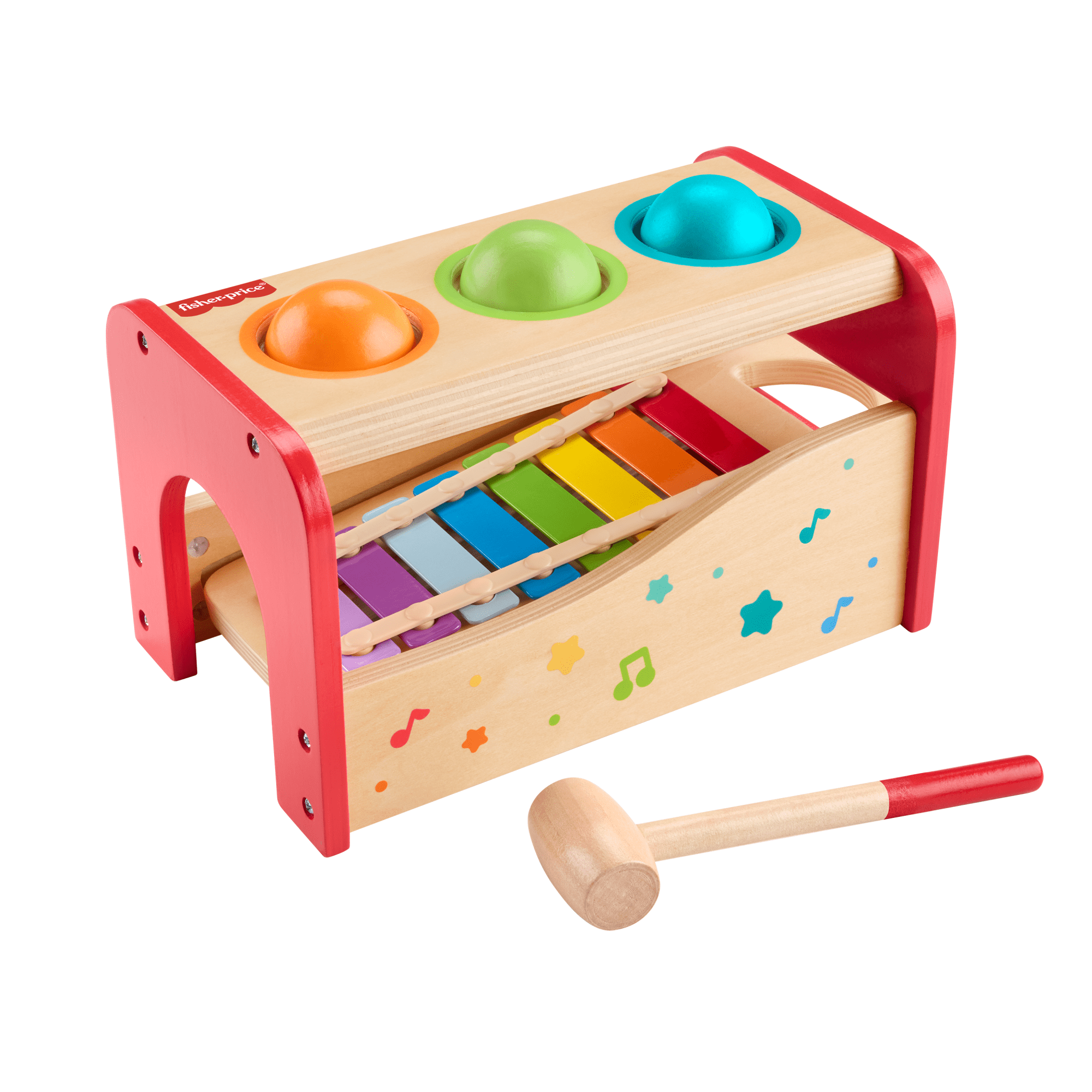 fisher price Fisher-Price Wooden Pound & Tap Bench Xylophone Toddler Musical instrument Toy, 6 Wood Pieces