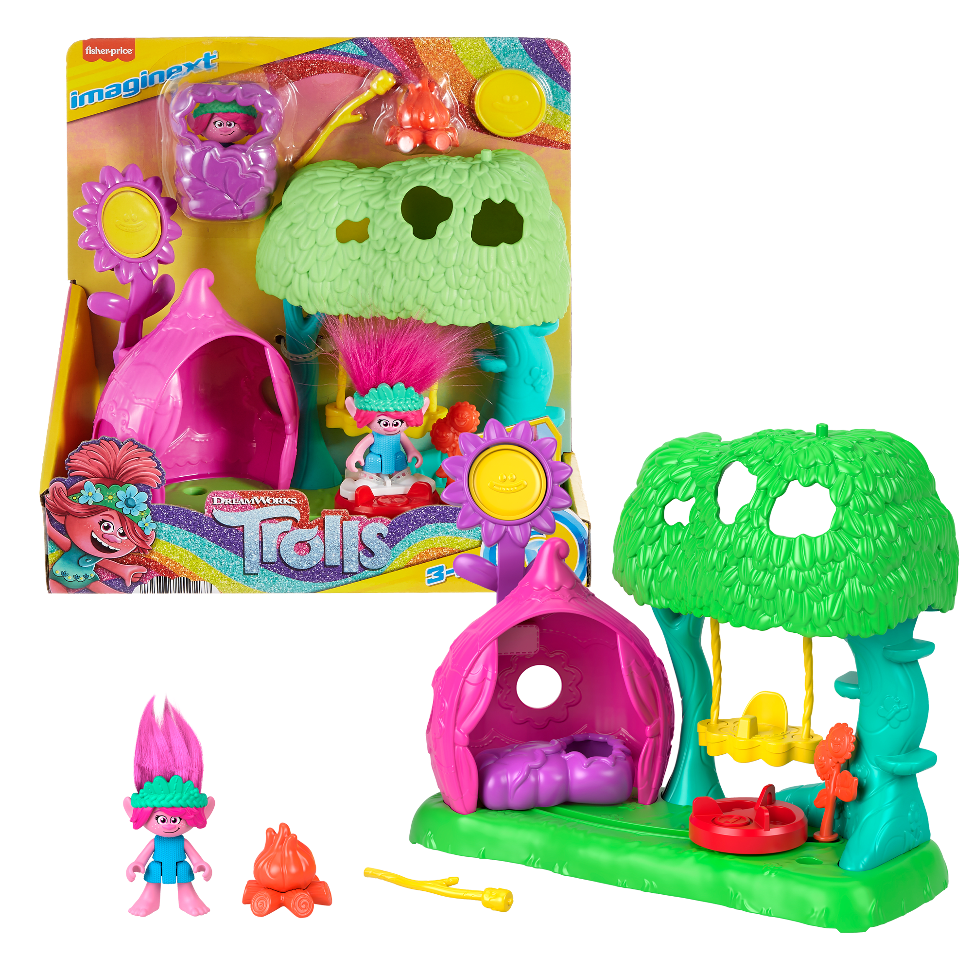 fisher price Imaginext  Dreamworks Trolls  Coffret  Camping Fleurs Souriantes