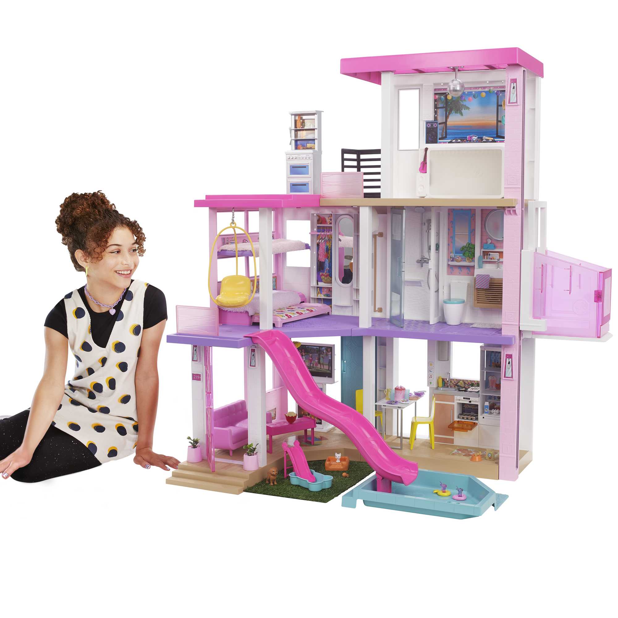 fisher price Barbie Dreamhouse Dollhouse With 75+ Accessories & Wheelchair Accessible Elevator, Lights, Sounds, Music