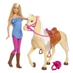 fisher price Barbie Doll & Horse Playset, Blonde Hair With Riding Accessories