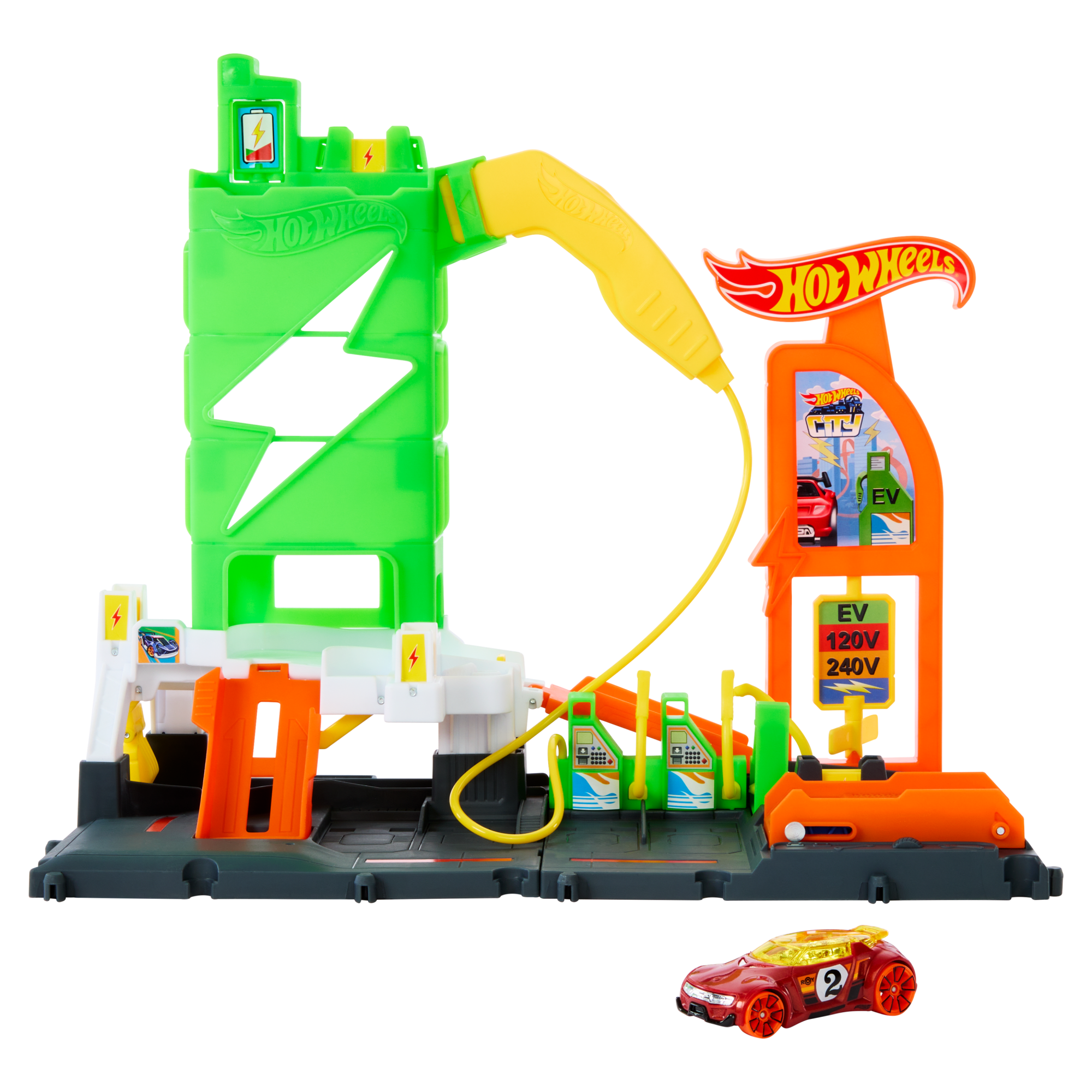 fisher price Hot Wheels City Super Recharge Fuel Station With 1:64 Scale Toy Car