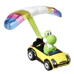 fisher price Hot Wheels Mario Kart Veh??culo de Juguete Yoshi Sports Coupe con Paraca??das