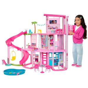 fisher price Barbie Dreamhouse, 75+ Pieces, Pool Party Doll House With 3 Story Slide
