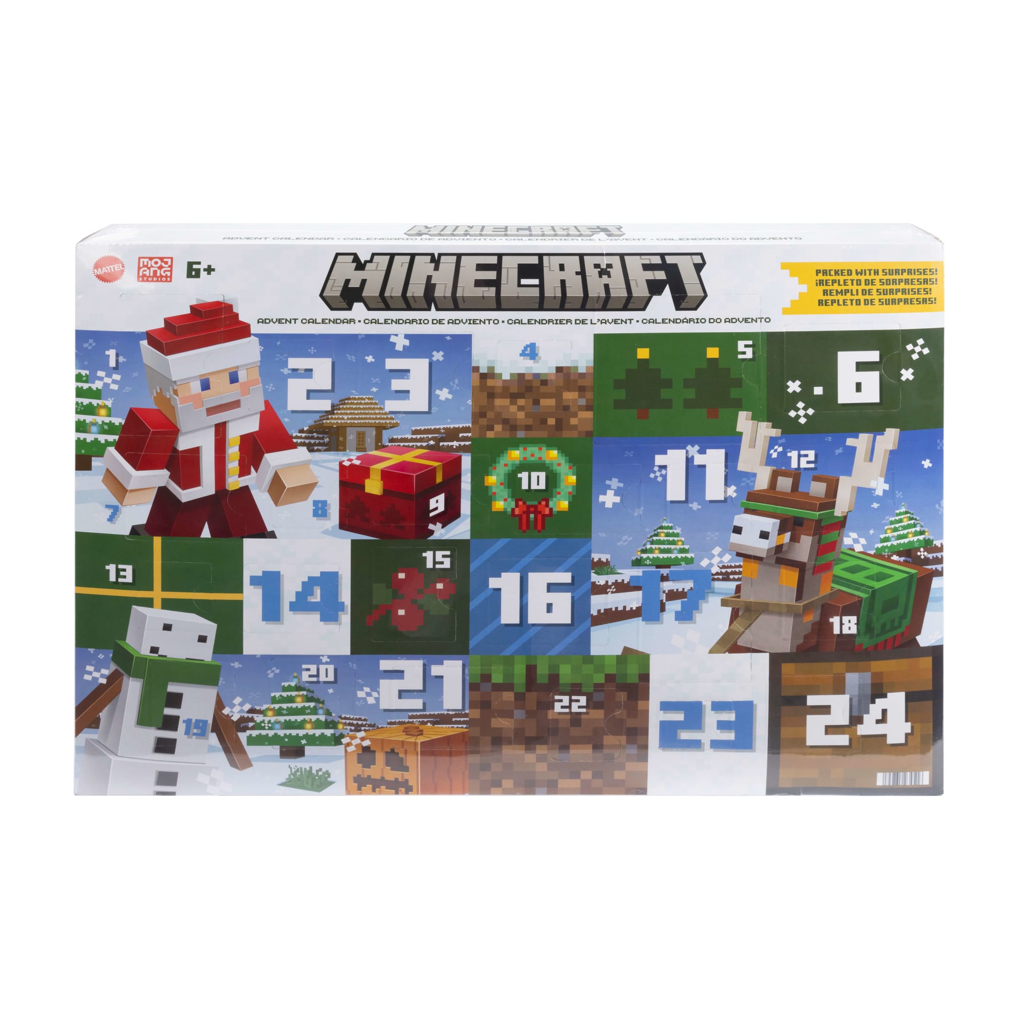 fisher price Minecraft Advent Calendar, 3 3.25-in Scale Action Figures, 17 Accessories & 4 Stickers