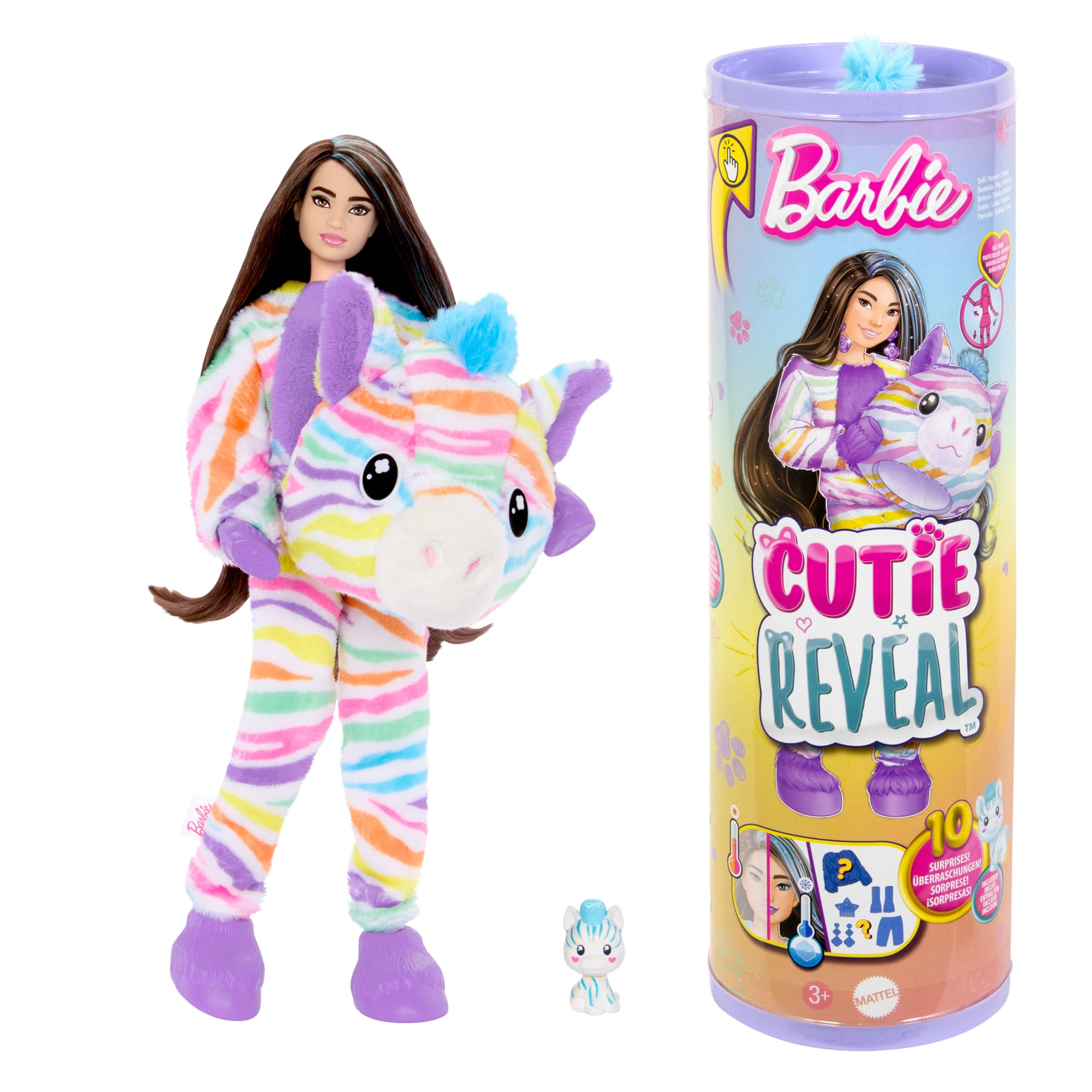 fisher price Barbie Cutie Reveal Zebra Doll & Accessories, Color Dream Series With 10 Surprises