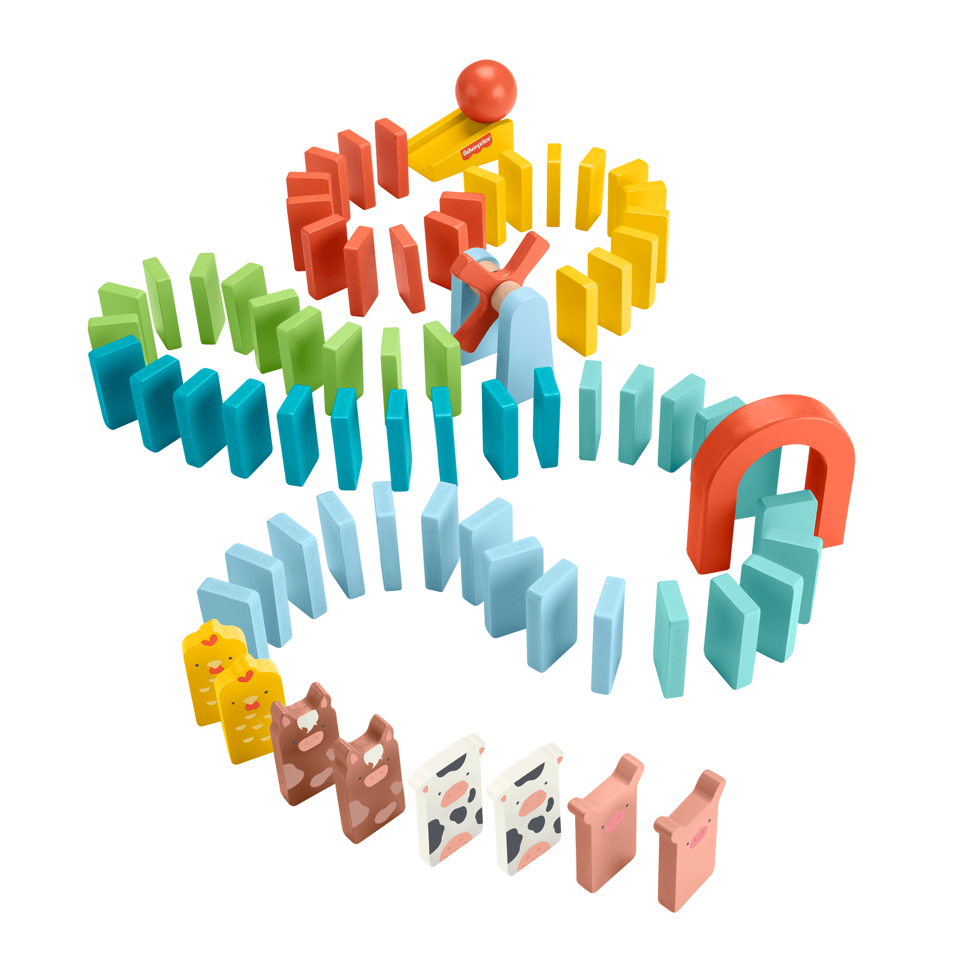 fisher price Fisher-Price  Coffret de Jeu Dominos en Bois, 72??l??ments en Bois