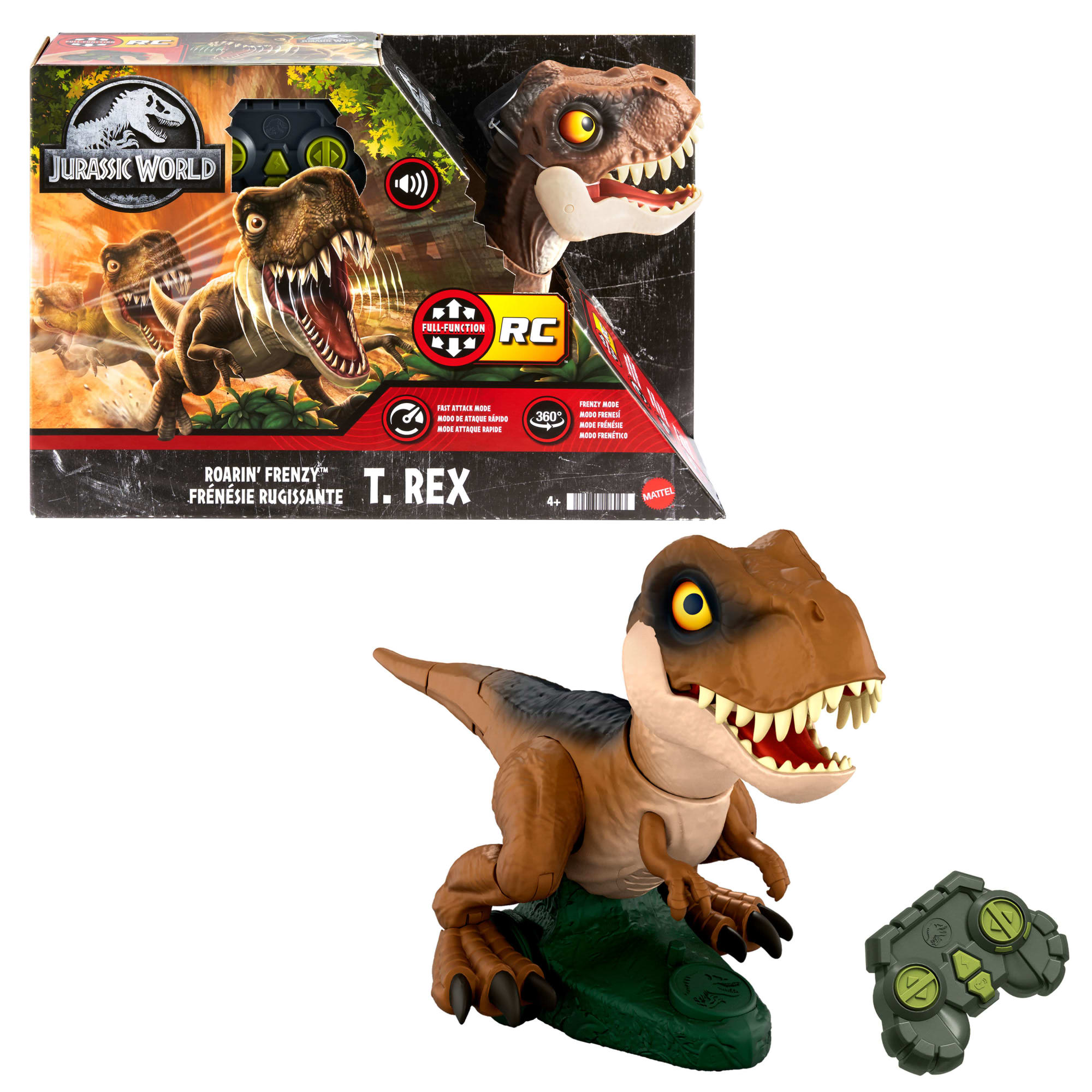 fisher price Jurassic World Roarin?? Frenzy T Rex RC Toy, Motorized Remote Control Tyrannosaurus Rex Dinosaur