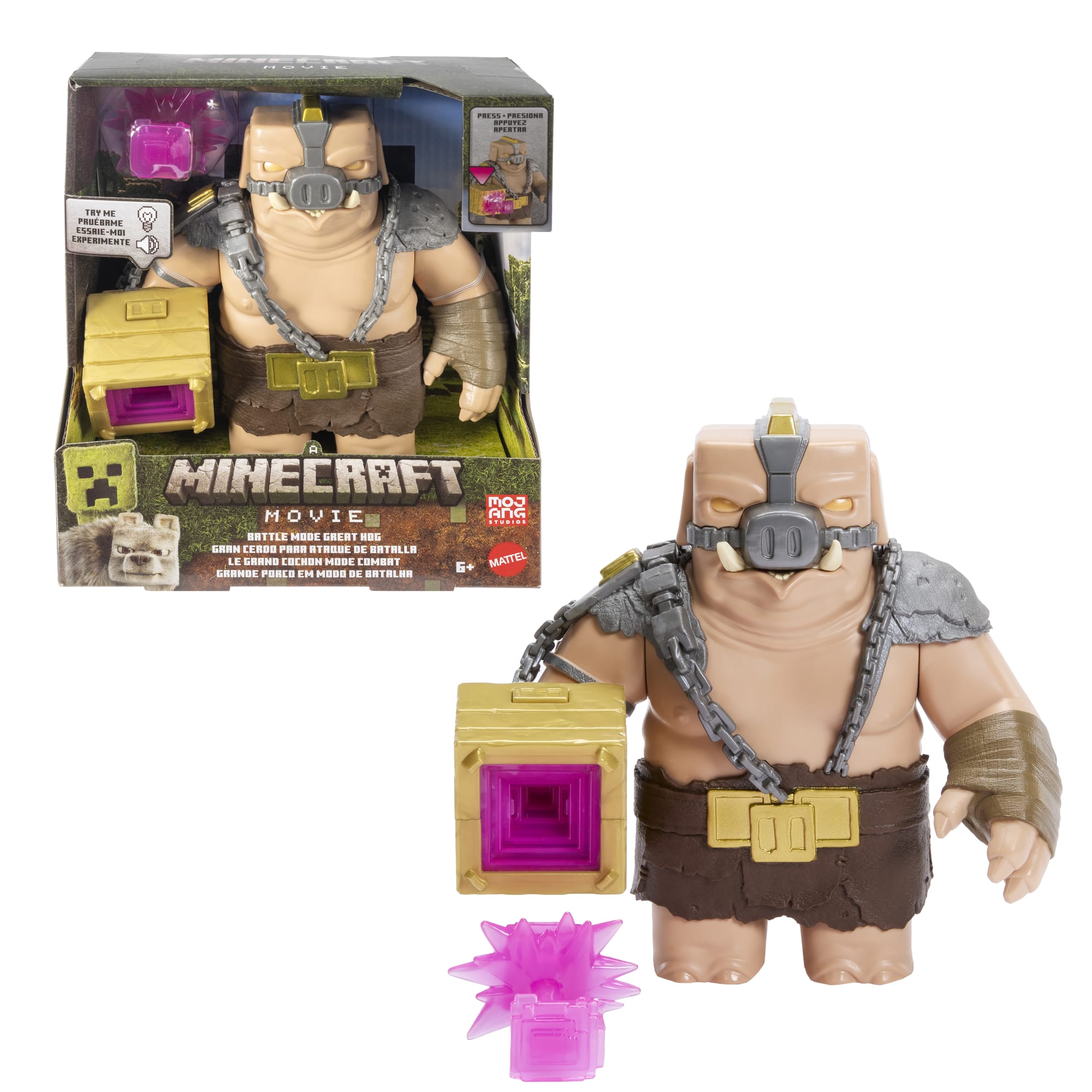 fisher price Minecraft Battle Mode Great Hog Large Action Figure, Lights & Sounds, inspired By A Minecraft Movie