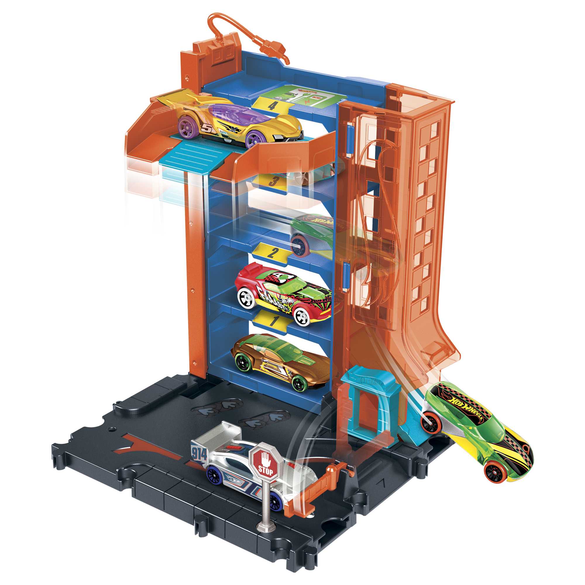 fisher price Hot Wheels City Vehiculo de juguete Pistas sorpresa Downtown