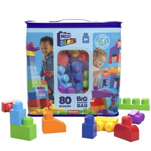 fisher price MEGA Bloks Fisher-Price Toy Blocks Blue Big Building Bag With Storage (80 Pieces) For Toddler