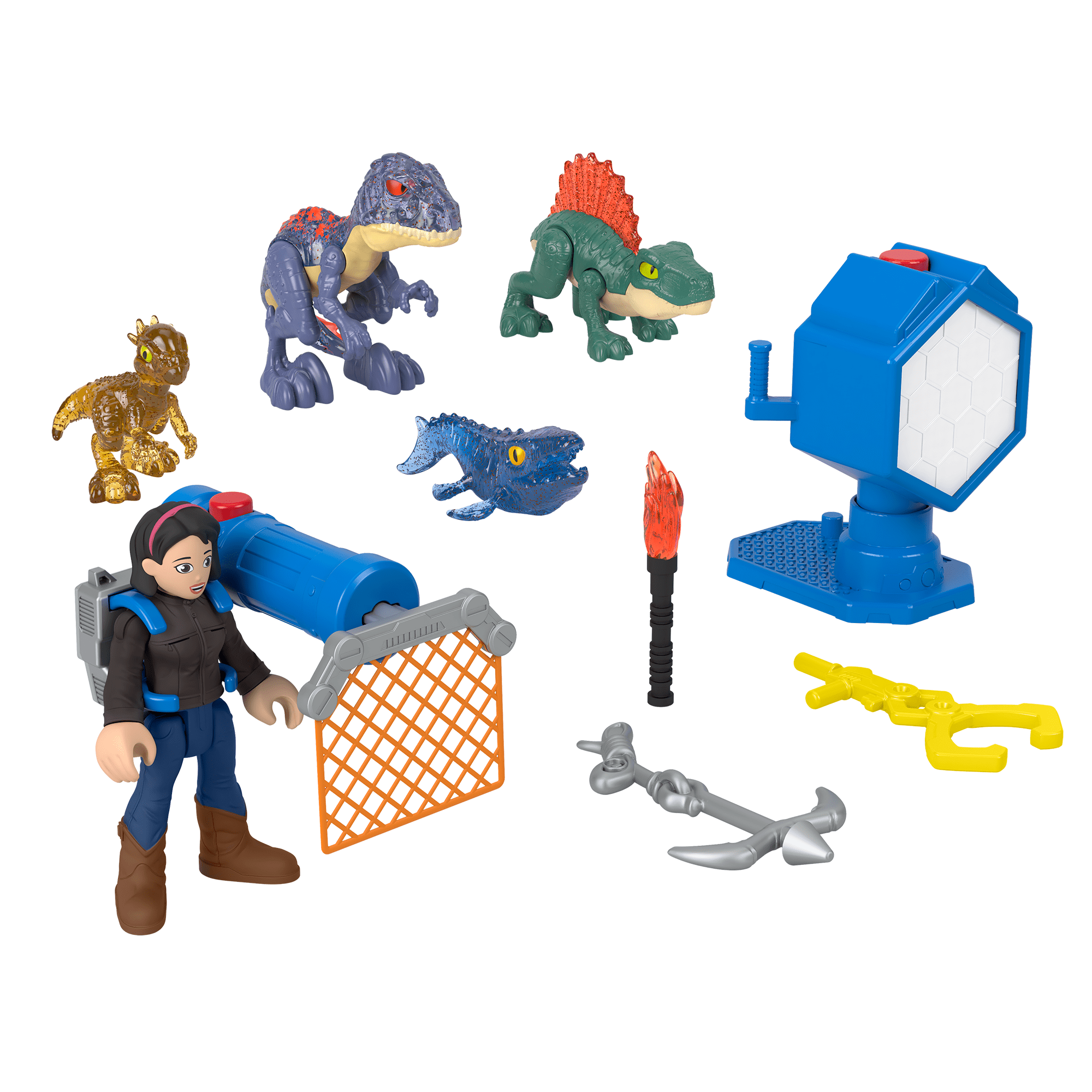 fisher price Imaginext Jurassic World Evo-Scanner Multi-Pack Light-Up Dinosaur Playset, 10 Toys
