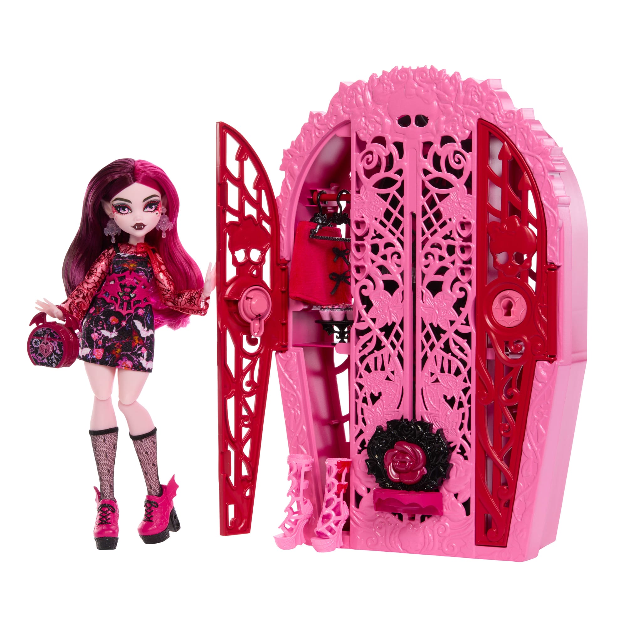 fisher price Monster High Skulltimate Secrets Garden Mysteries Playset, Draculaura Doll With 19+ Surprises