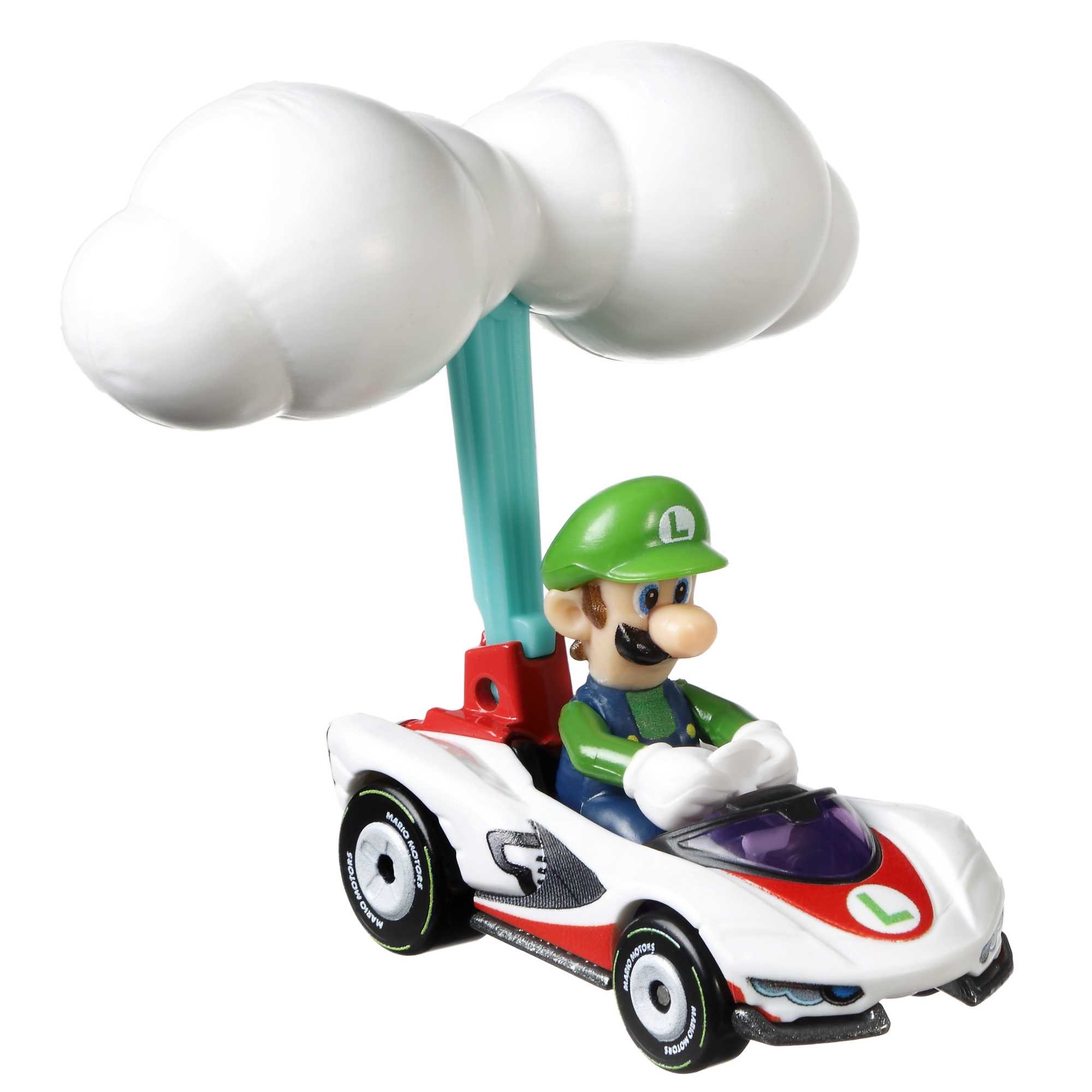 fisher price Hot Wheels Mario Kart Ve??culo de Brinquedo Luigi P-Wing com Cloud Glider