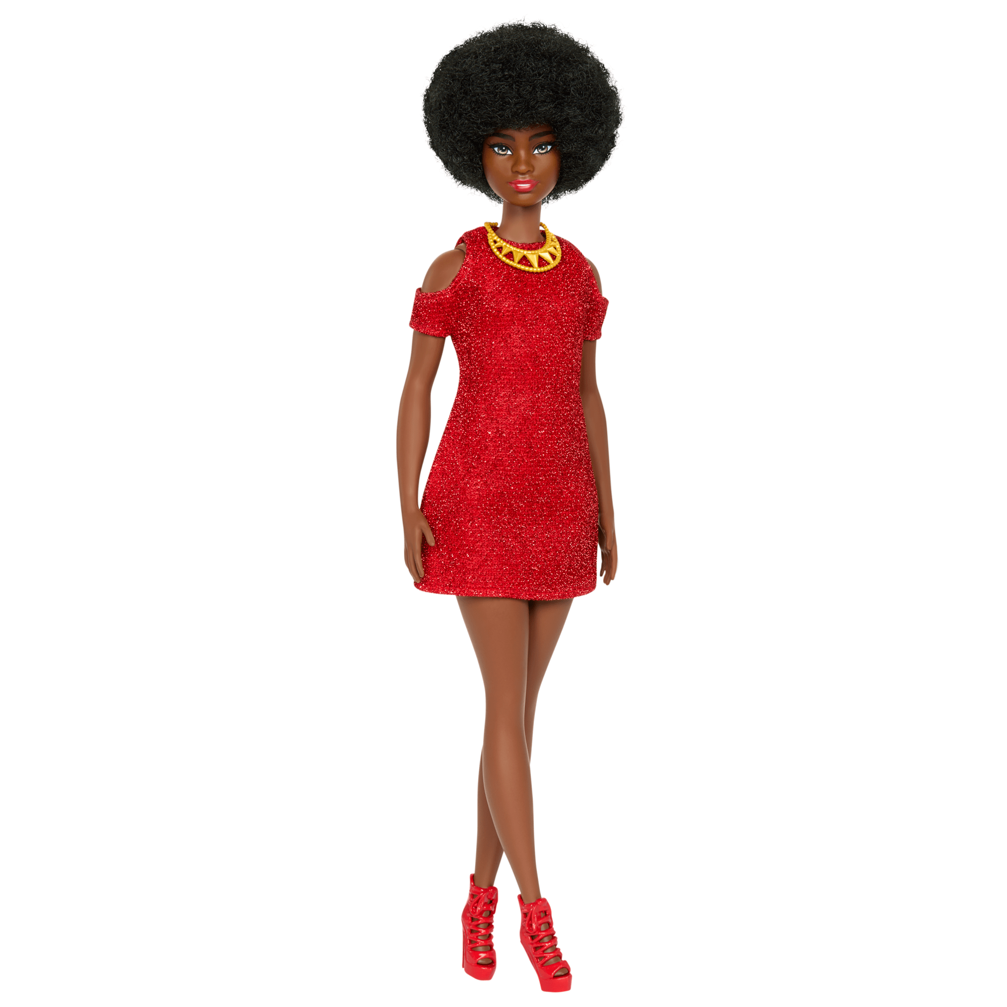 fisher price Barbie Fashionista Boneca Vestido Vermelho Brilhante