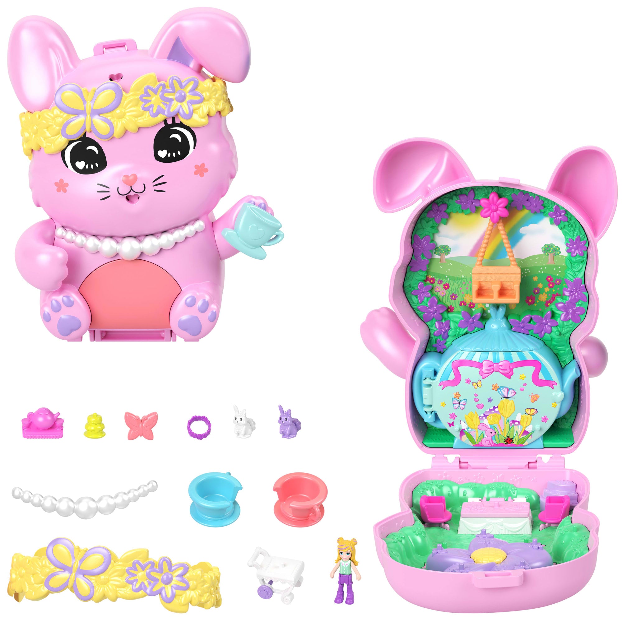 fisher price Polly Pocket Set de Juego Compacto Conejito Fiesta de T??