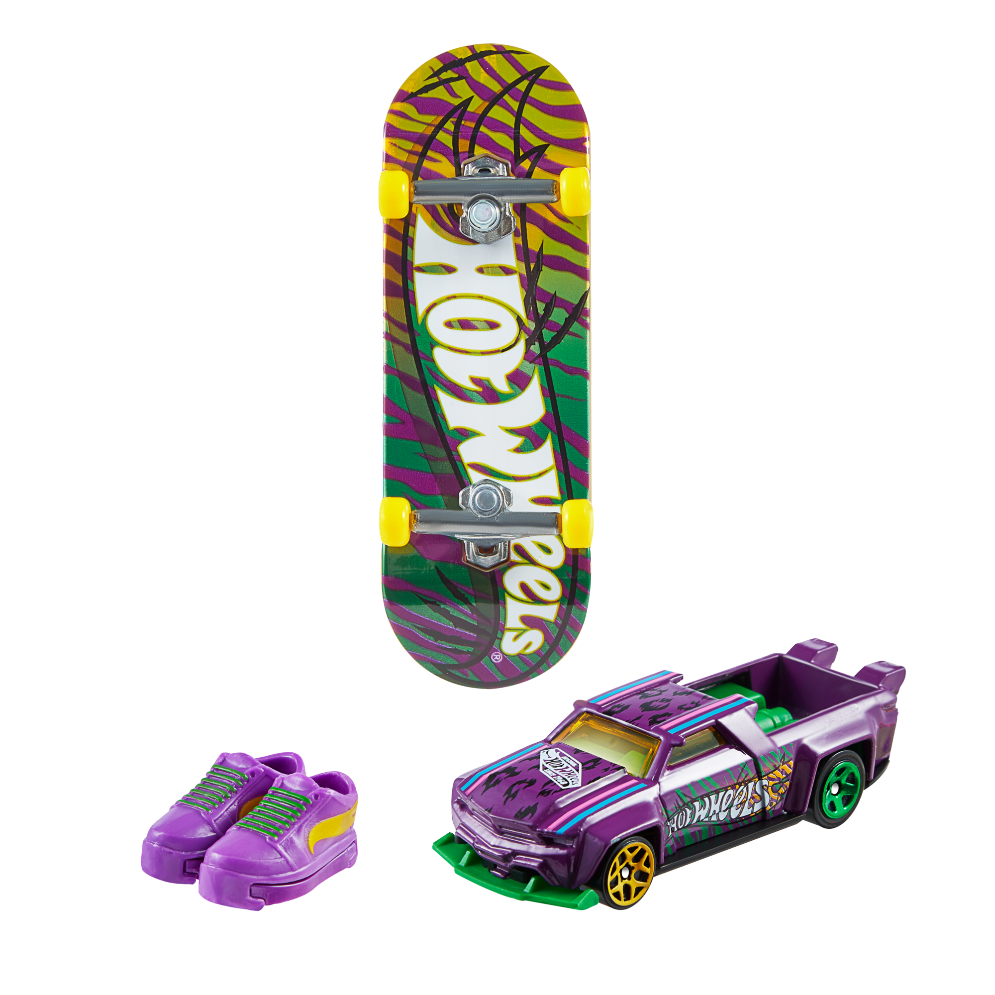 fisher price Hot Wheels Skate Veh??culo de Juguete Patineta de Colecci??n FELINE RISKY? + SOLID MUSCLE? con Diecast