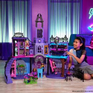 fisher price Monster High Haunted High School Doll House With 35+ Pieces Of Furniture And Accessories